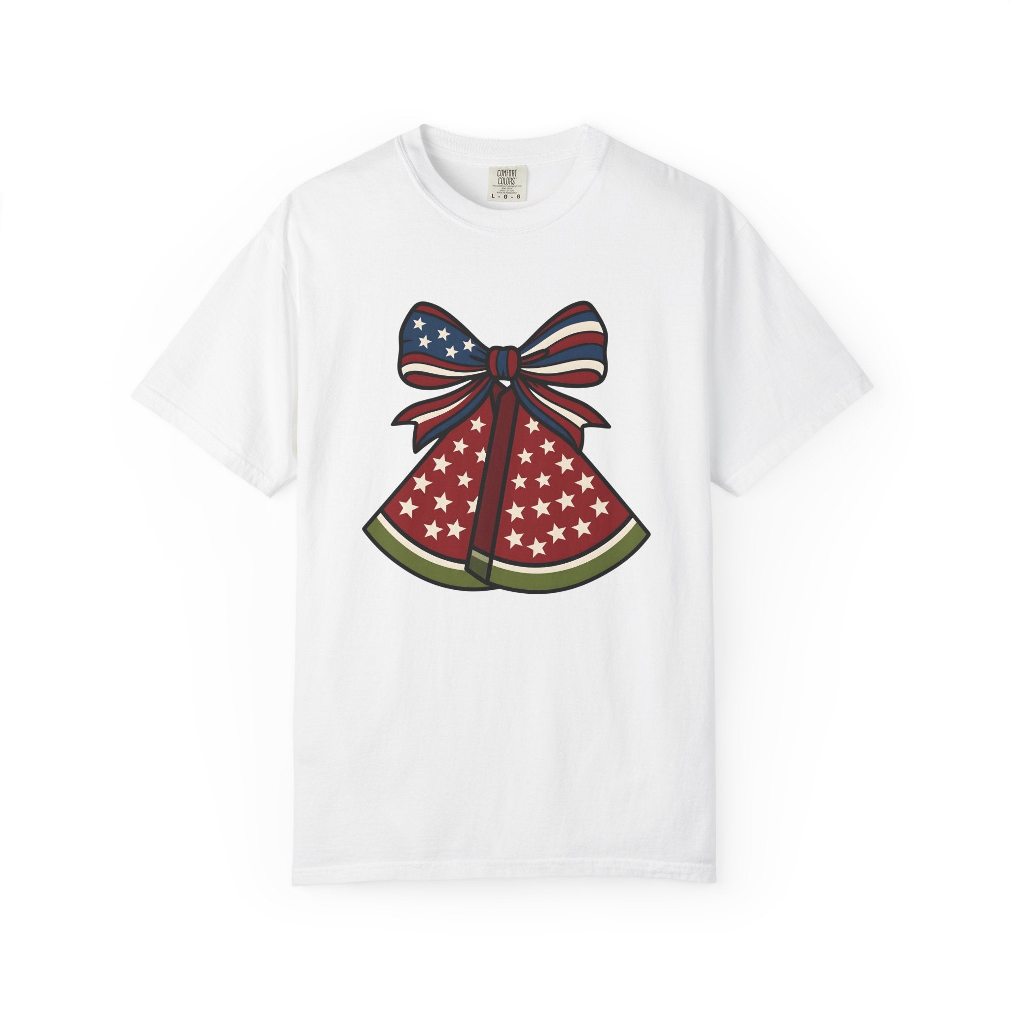 Watermelon Bow Clip Shirt America 4Th Of July Vacation Gift Women Freedom Tee Hair Clips T-Shirt Patriotic Fan Boho Tshirt Travel Graphic