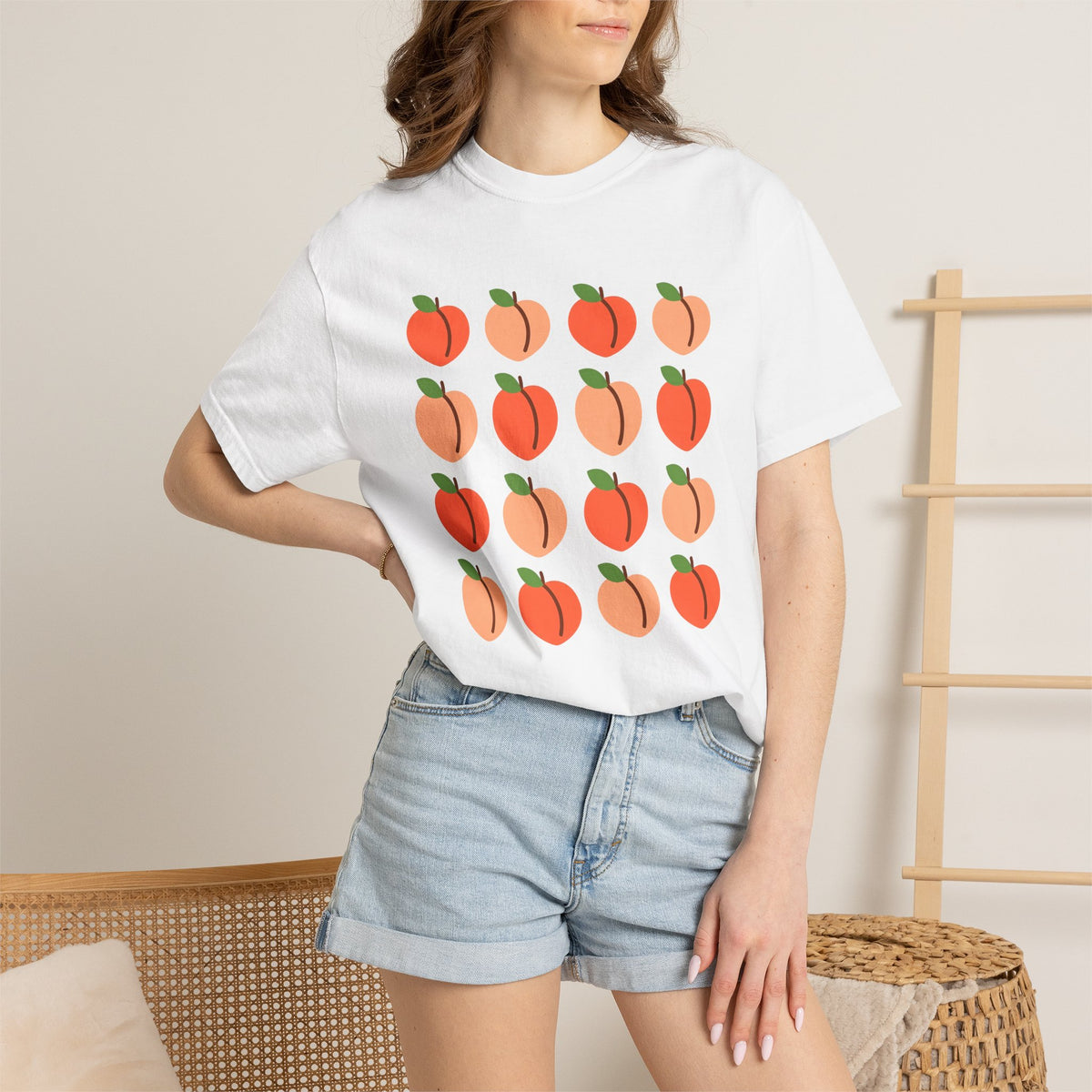 Peach Motif Shirt Cottagecore Harvest Unisex Gift Graphic Tee Peach T-Shirt