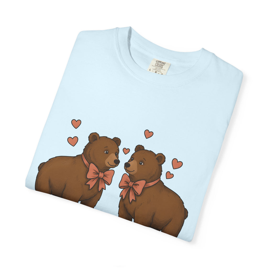 Bear Couple Shirt Animals Love Gift Women Cute Tee Bear T-Shirt Animal Fan Cartoon Tshirt Romance Graphic Hand Drawn Hearts Tshirt