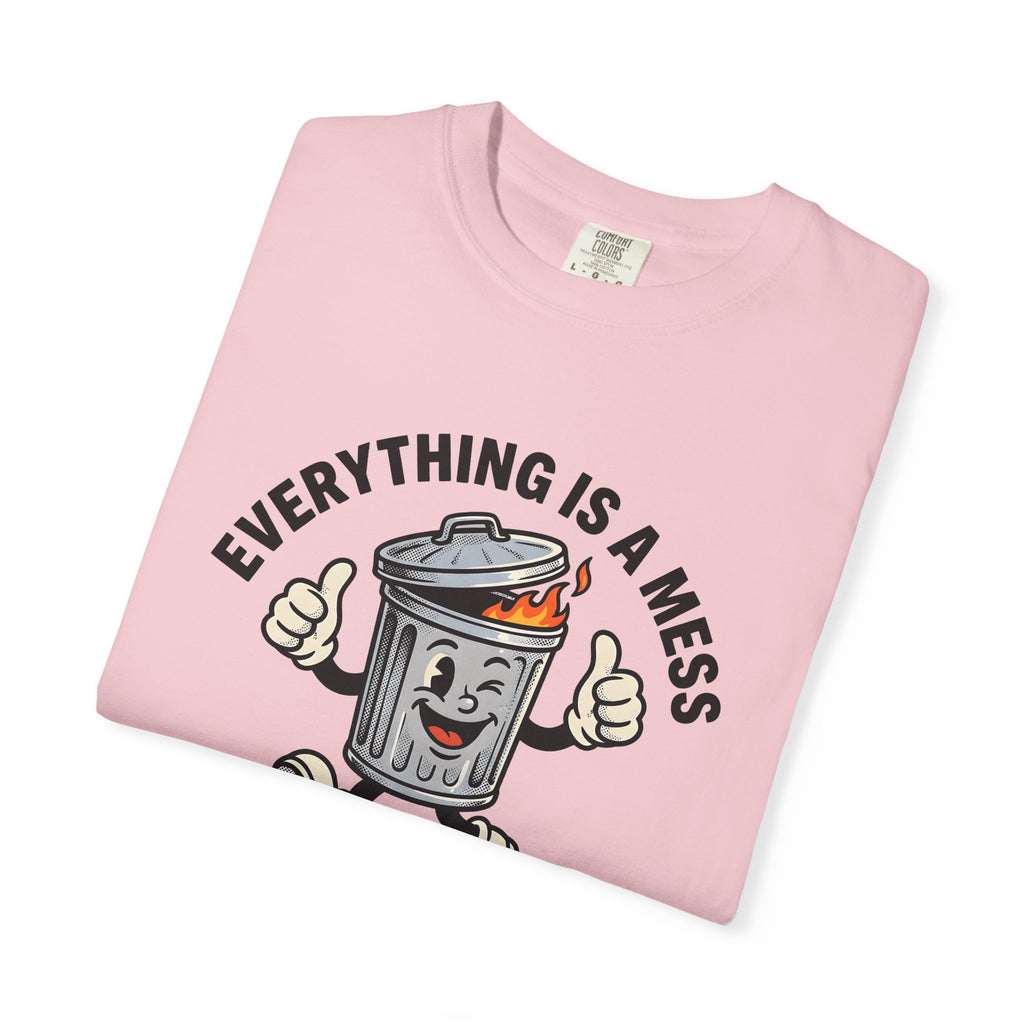 Garbage Bin Character Shirt Cute Jokes Gift Women Comic Tee Trash Can T-Shirt Funny Fan Cartoon Tshirt Humor Graphic Retro Flames Tshirt