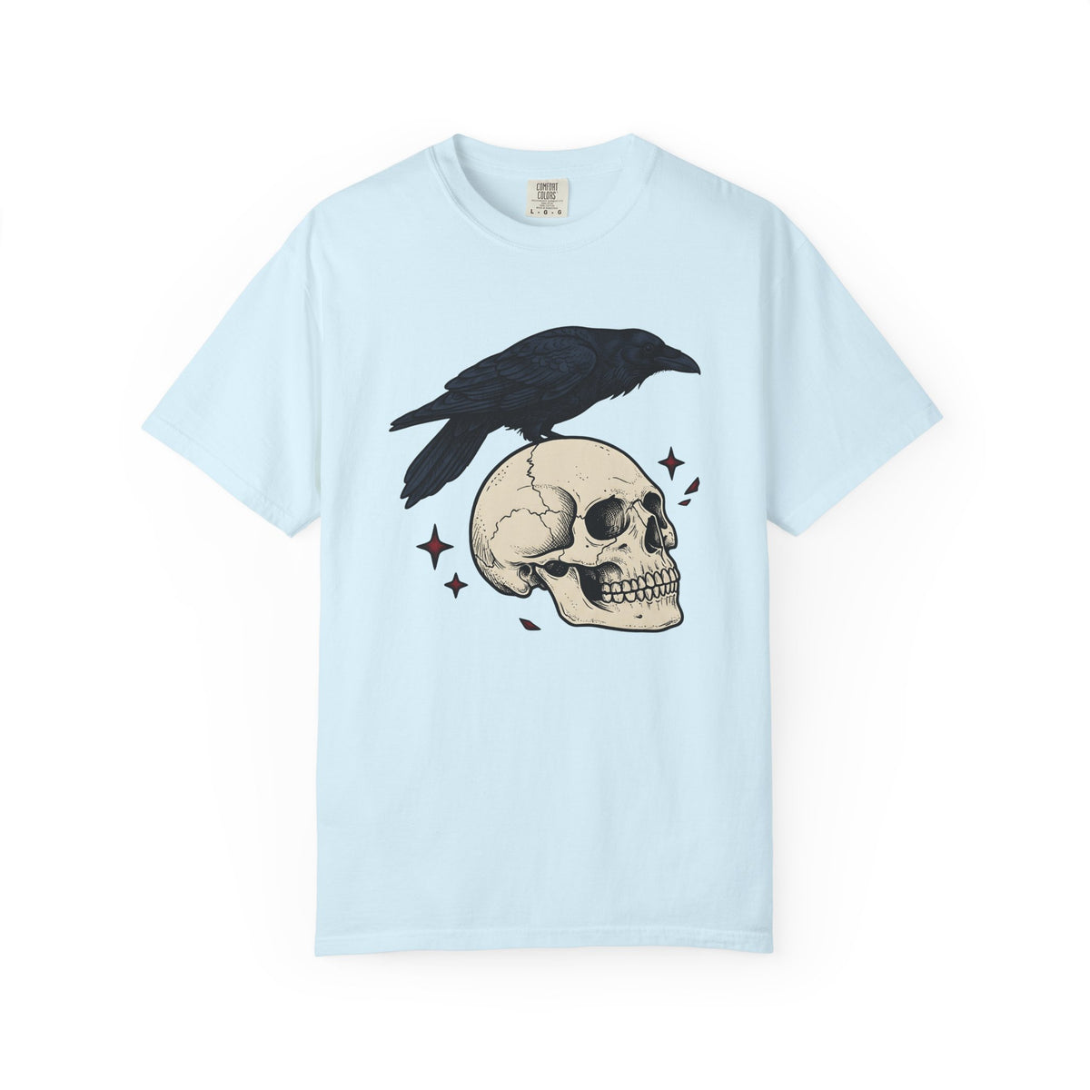 Raven Skull Shirt Halloween Gothic Gift Women Gothic Tee Crow T-Shirt Horror Fan Dark Tshirt Dark Graphic Vintage Stars Tshirt