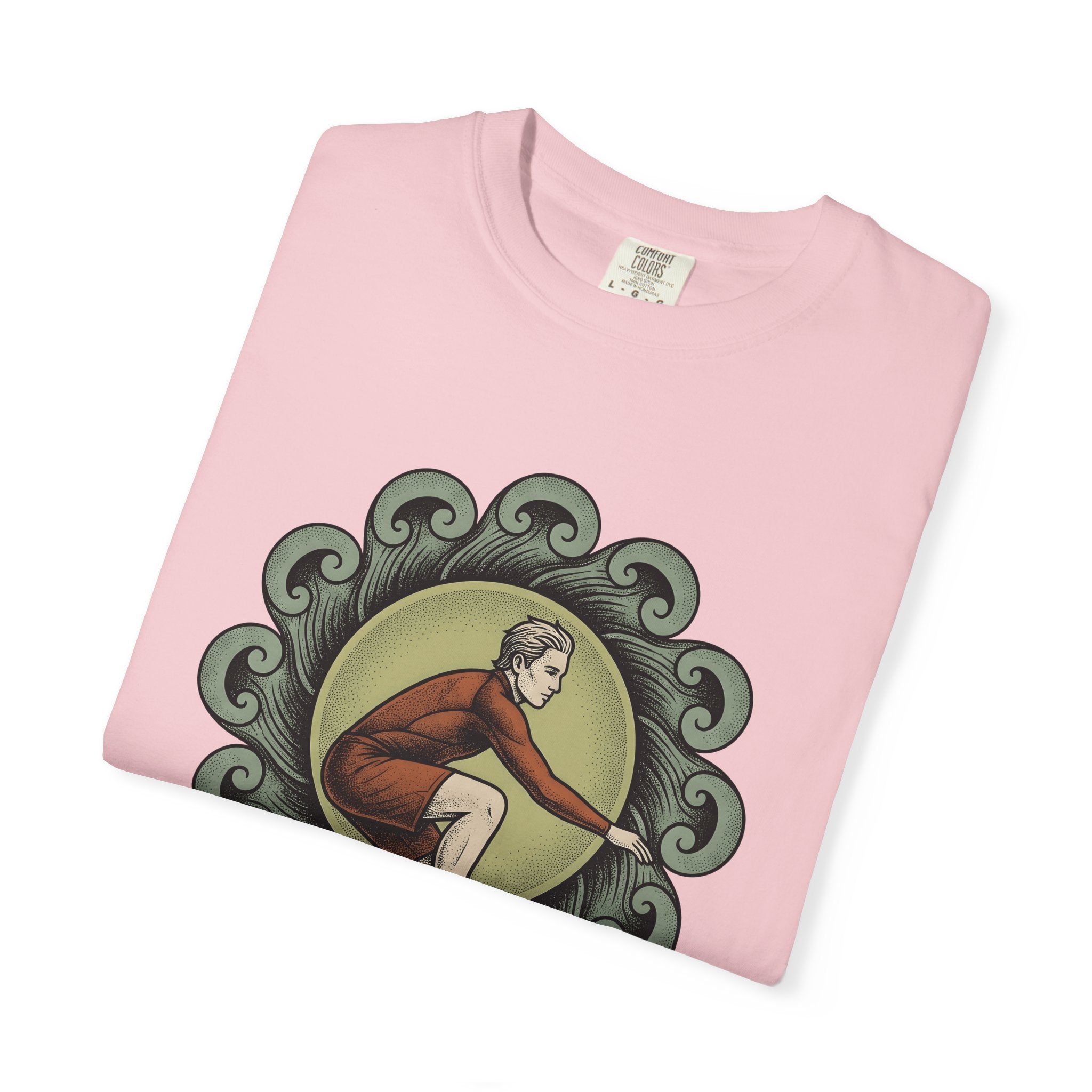 Surfer Shirt Sports Shore Gift Women Hand Drawn Tee Kitesurfer T-Shirt Athlete Fan Illustrated Tshirt Coastal Graphic Line Art Sea Waves