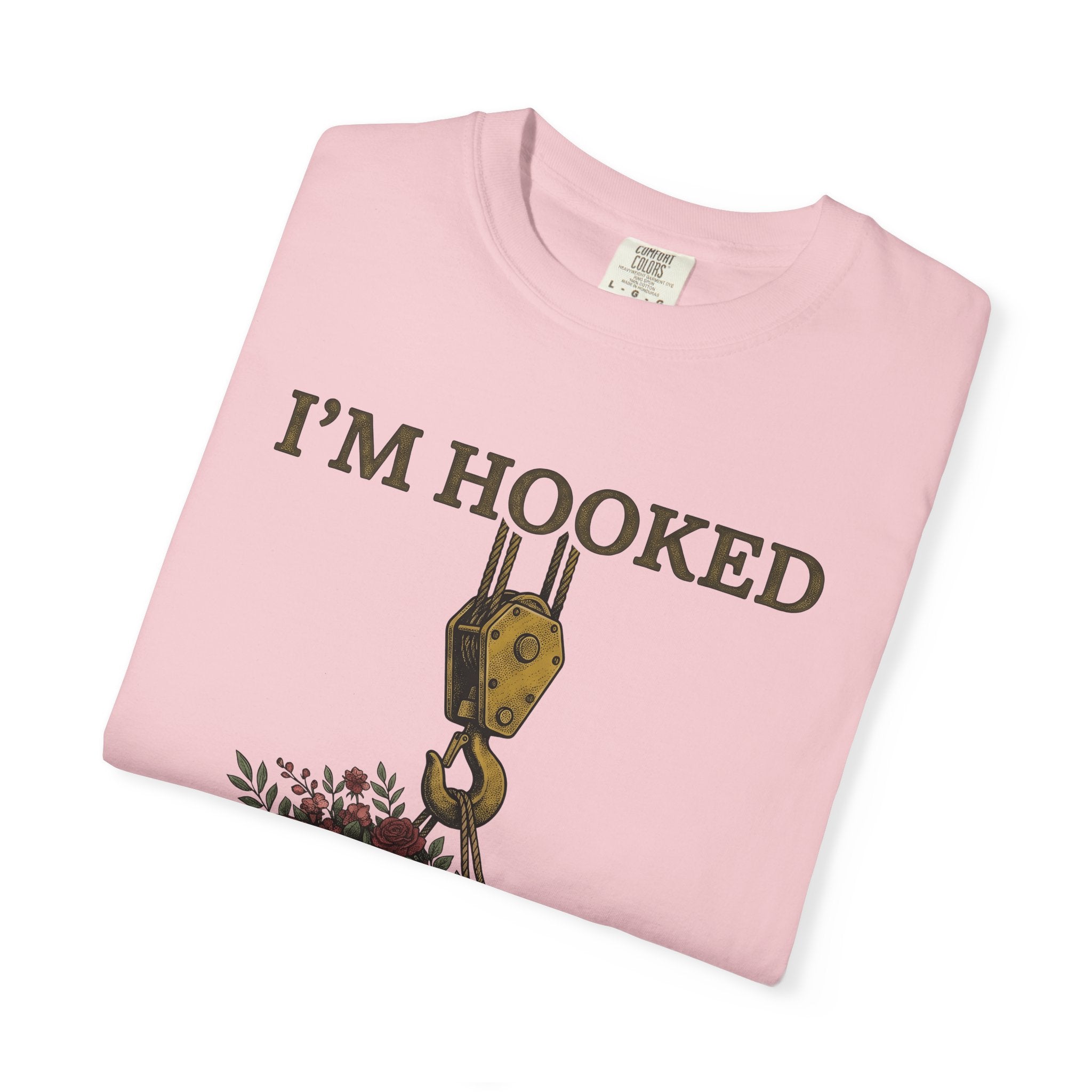 Crane Hook Bouquet Shirt Valentines Day Blossoms Gift Women Hand Painted Tee Hook Arrangement T-Shirt Valentine Fan Painted Art Tshirt