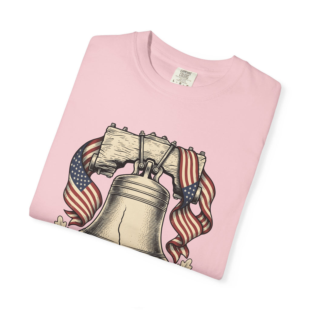 Independence Bell Shirt 4th Of July Freedom Gift Women Line Art Tee Liberty Bell T-Shirt Patriot Fan Independence Graphic Freedom