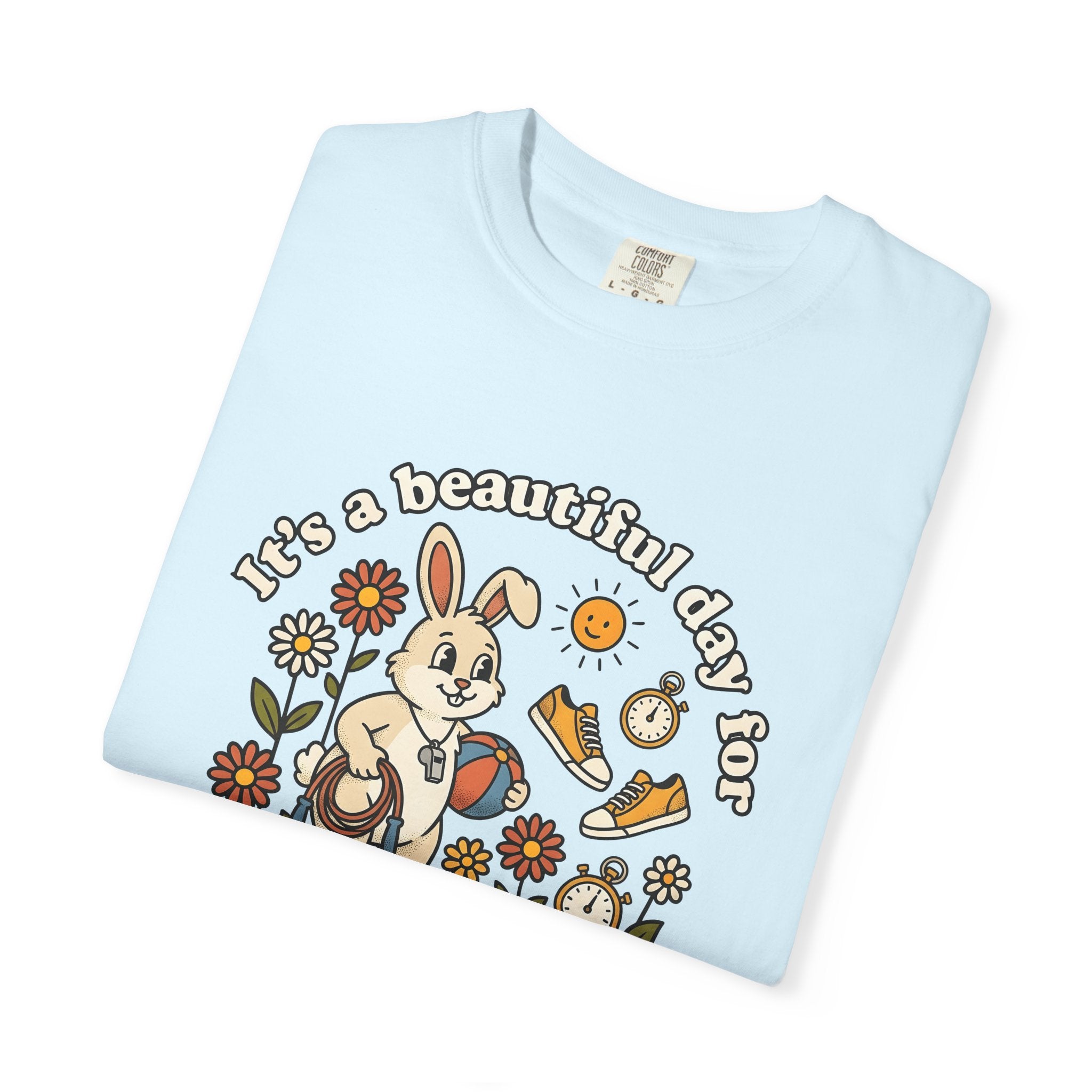 Bunny Coach Shirt Teacher School Gift Women Cartoon Tee Rabbit Coach T-Shirt Educator Enthusiast Toon Tshirt Classroom Graphic Retro Flowers