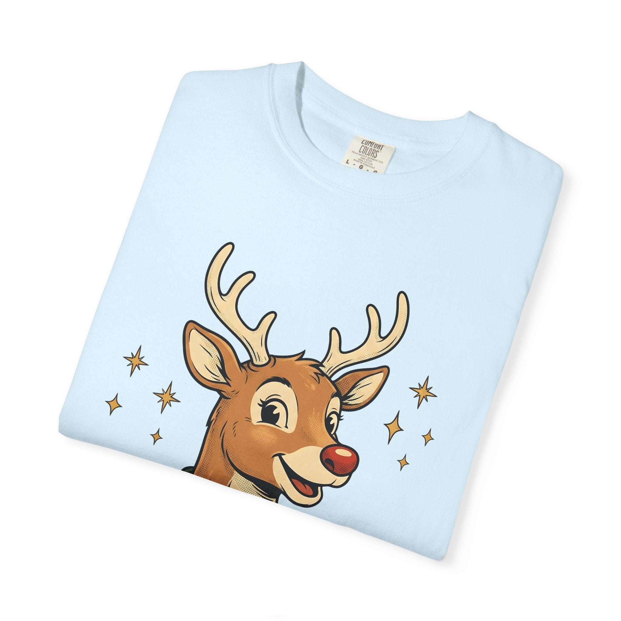 Reindeer Drawing Shirt Christmas Nature Gift Women Comic Tee Caribou T-Shirt Christmas Fan Cartoon Tshirt Wildlife Graphic Hand Drawn