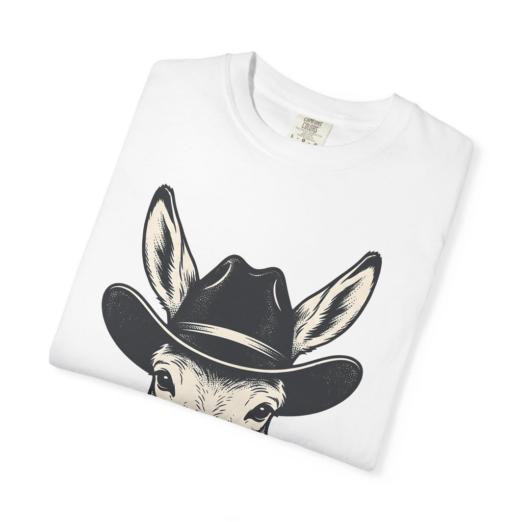 Donkey Cowboy Hat Shirt Cowgirl Western Gift Women Hand Drawn Tee Burro T-Shirt Rodeo Fan Cowboy Graphic Tshirt Vintage Western Hat Tshirt