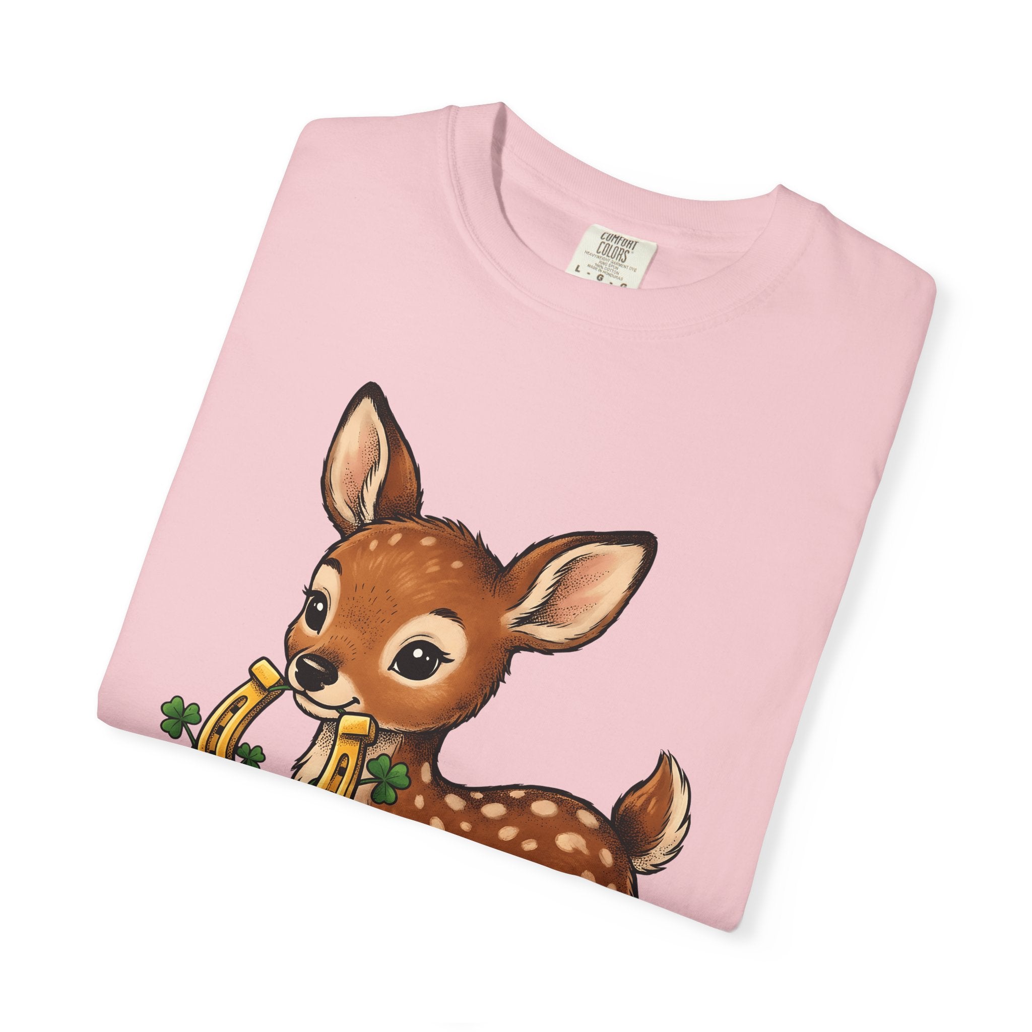 Newborn Deer Shirt St Patrick's Day Fauna Gift Women Lovable Tee Fawn T-Shirt Shamrock Fan Cute Tshirt Wildlife Graphic Classic Luck Symbol