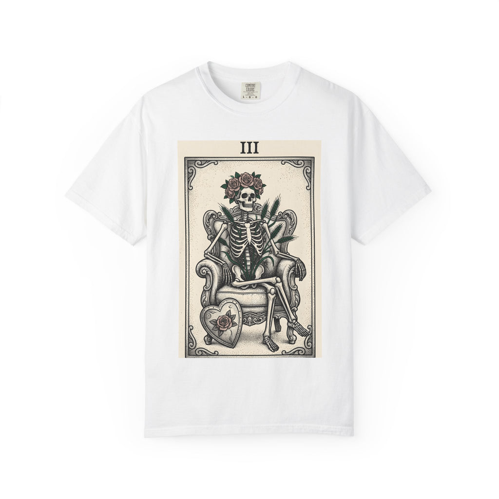 Skeleton Tarot Card Shirt Boho Chic Gothic Gift Women Boho Tee Tarot Card T-Shirt Hippie Fan Bohemian Tshirt Dark Graphic Vintage Floral