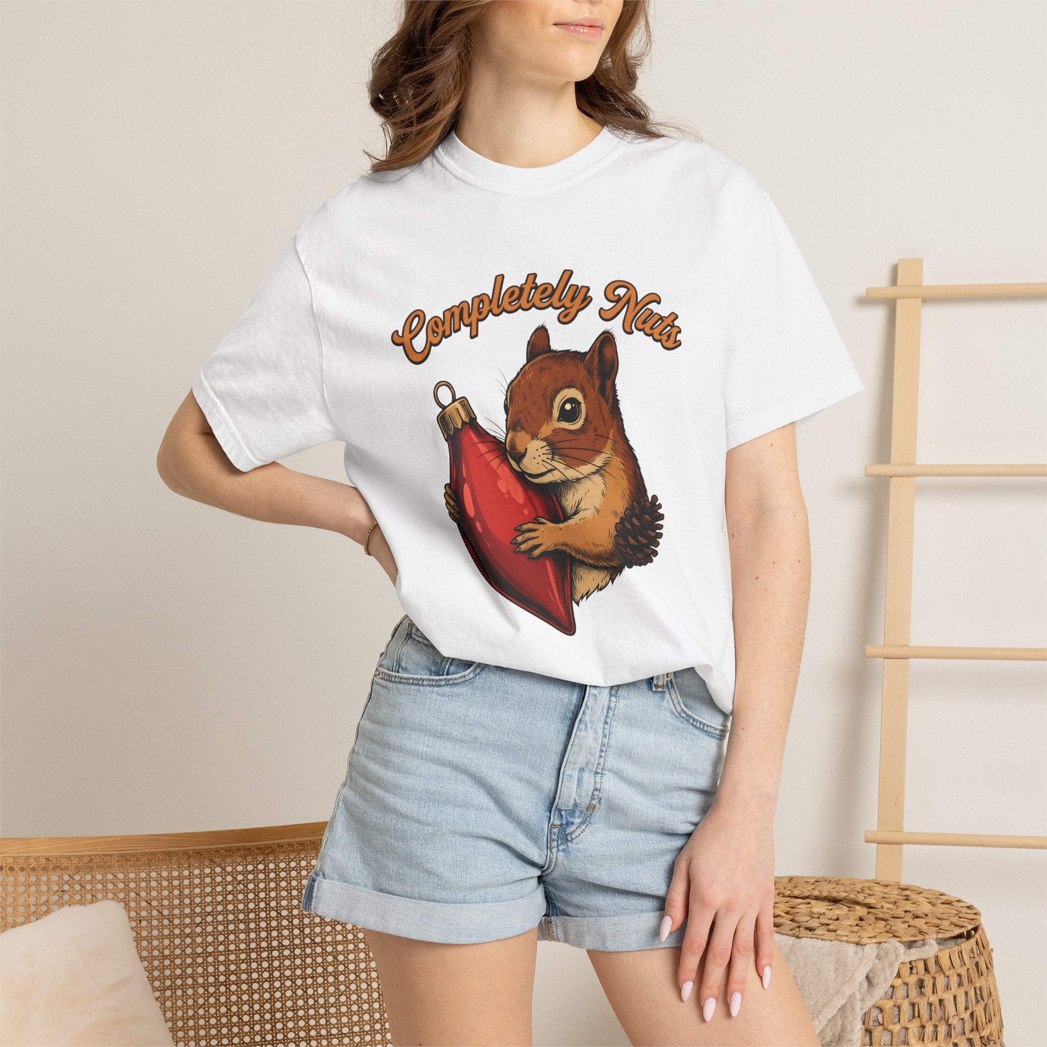 Chipmunk Ornament Shirt Christmas Nature Gift Women Antique Tee Decoration T-Shirt Xmas Fan Vintage Tshirt Wildlife Graphic Doodle Pine Nut