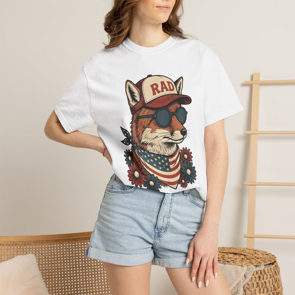 Fox Eyeglasses Shirt 4th Of July Fauna Gift Women Classic Tee Glasses T-Shirt Independence Fan Spectacles Tshirt Wildlife Graphic Line Art
