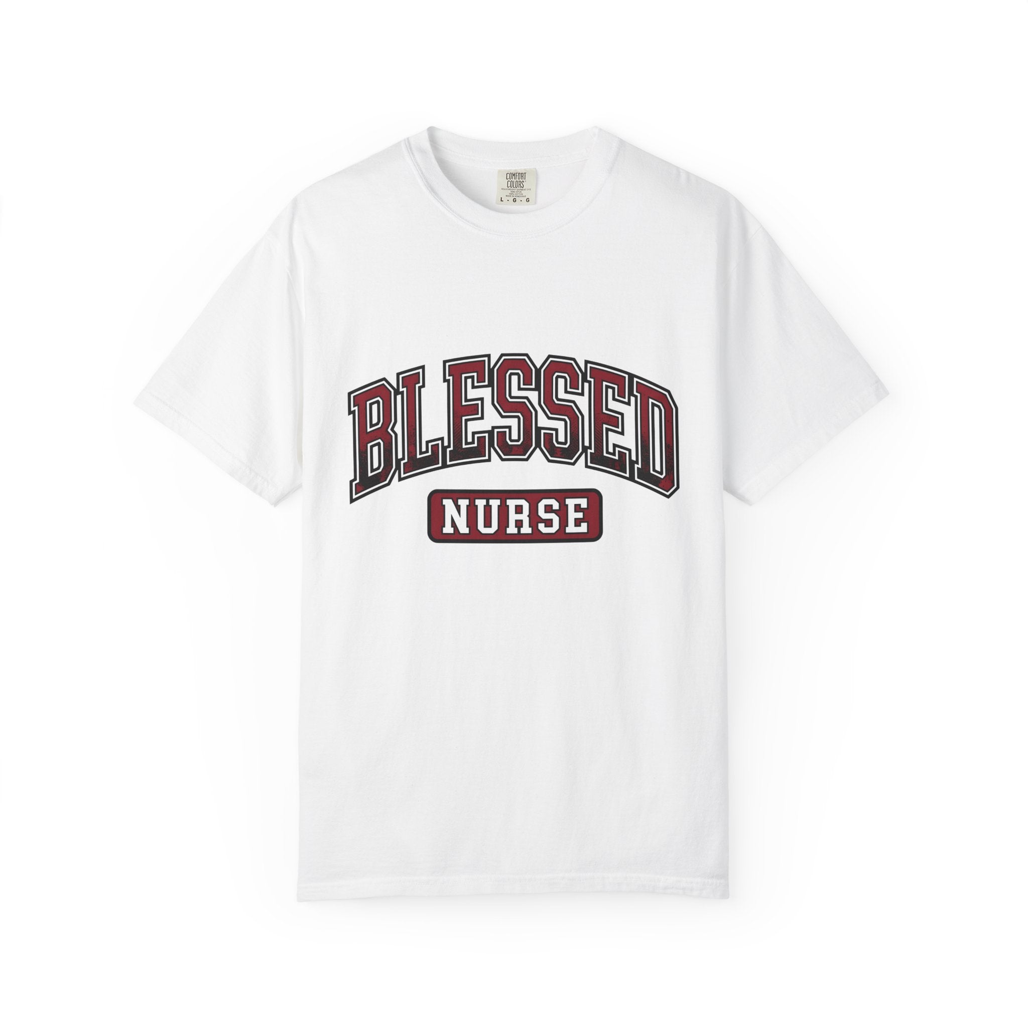 Varsity School Writing Shirt Nurse Recognition Gift Women Thick Tee Letterman T-Shirt Nursing Enthusiast Bold Tshirt Appreciation Graphic