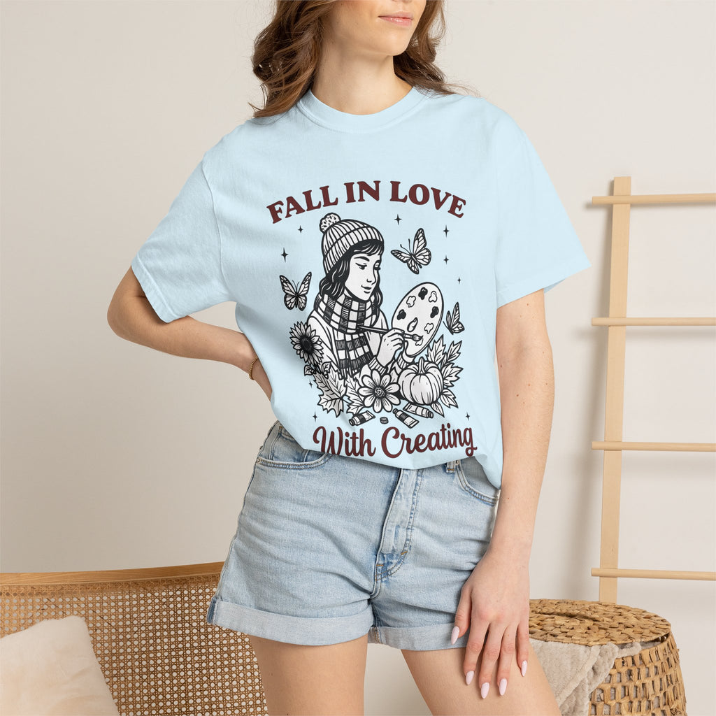 Artist Girl Shirt Art Autumn Gift Women Hand Drawn Tee Illustrator T-Shirt Artistic Art Enthusiast Drawing Design Fall Graphic Vintage