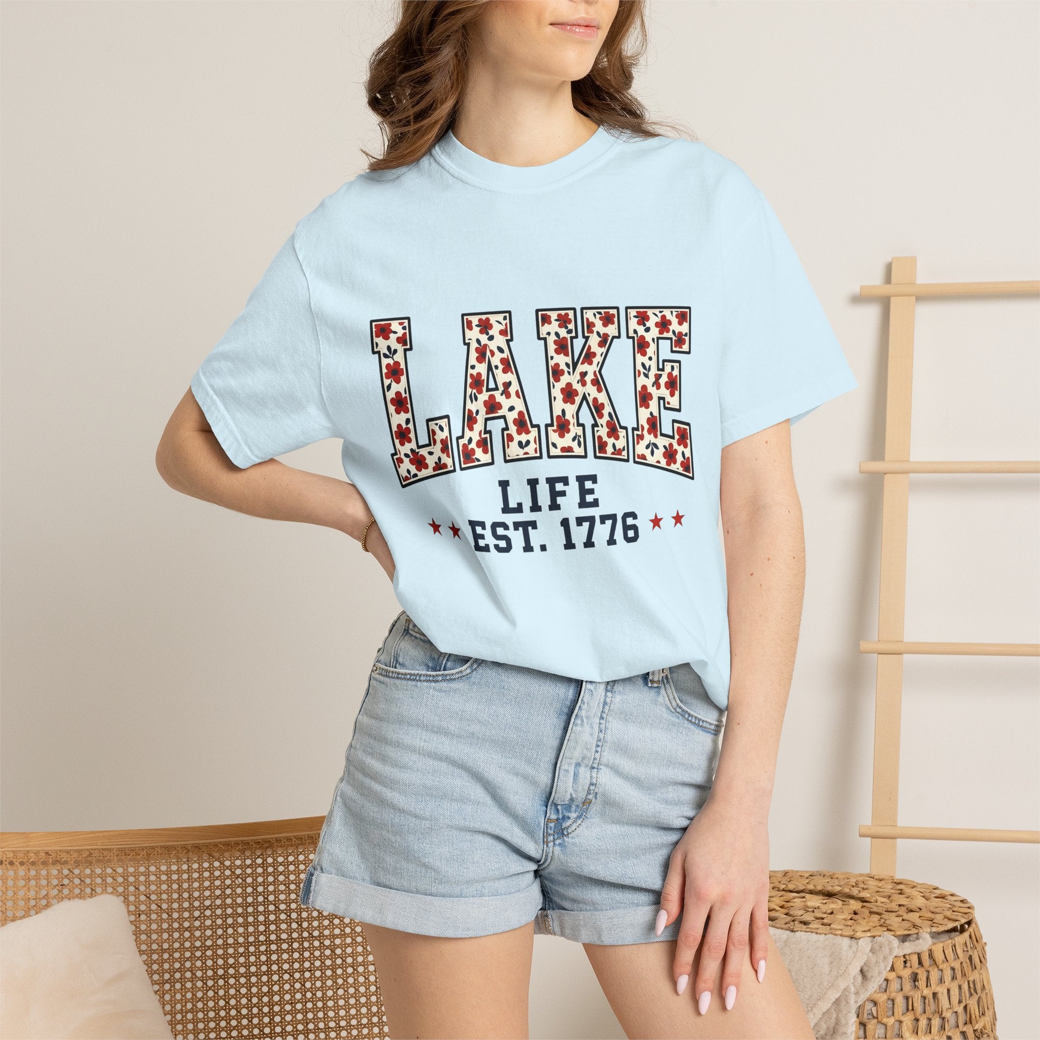 Blossom Varsity Text Shirt America/4th Of July Outdoors Gift Women Collegiate Font Tee Varsity T-Shirt Patriot Fan Typography Tshirt Nature