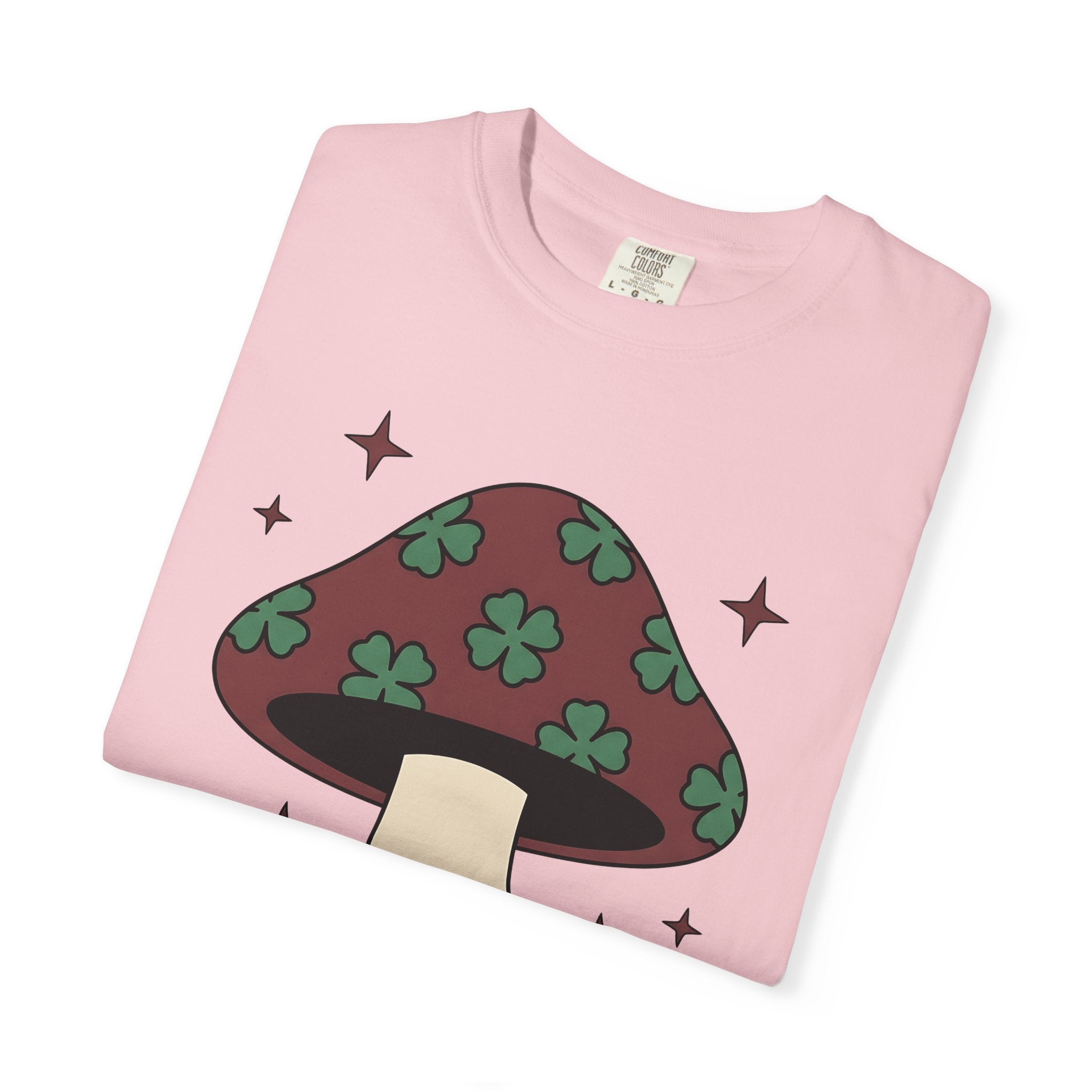 Four Leaf Mushroom Shirt St Patrick's Day Plants Gift Women Retro Tee Shroom T-Shirt Luck Fan Vintage Tshirt Fungi Graphic Simple Glimmers