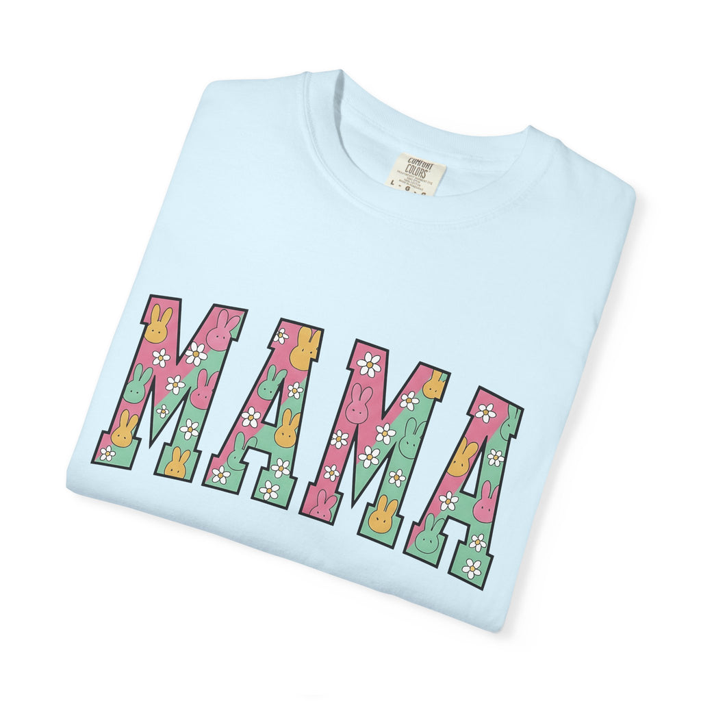 Rabbit Floral Print Shirt Easter Mother Gift Women Kawaii Tee Bunny T-Shirt Easter Fan Cute Tshirt Mom Graphic Soft Colors Daisy Bouquet