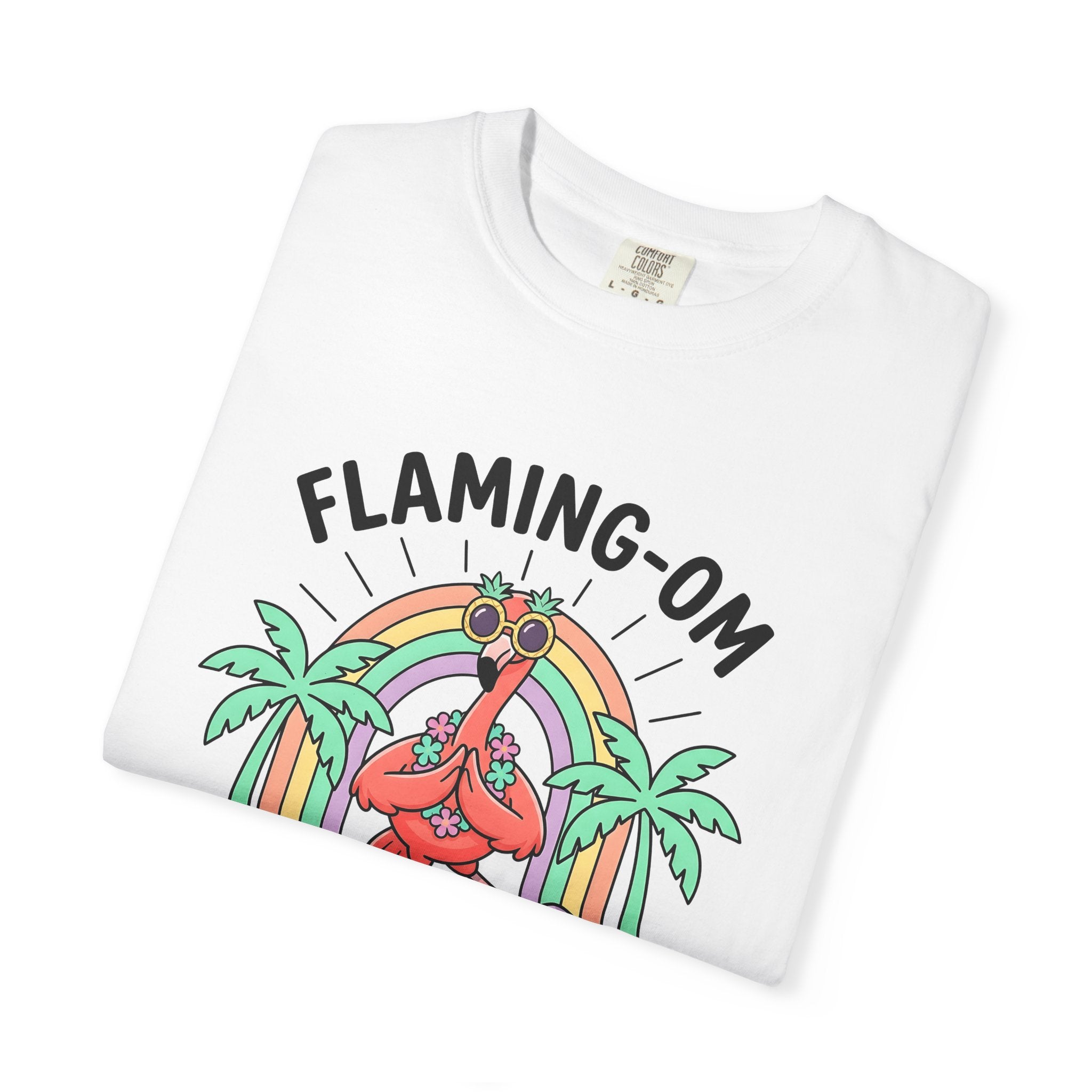 Flamingo Yoga Shirt Yoga Tropical Gift Women Cartoon Tee Pink Flamingo T-Shirt Yoga Enthusiast Comic Tshirt Island Graphic Retro Palm Trees
