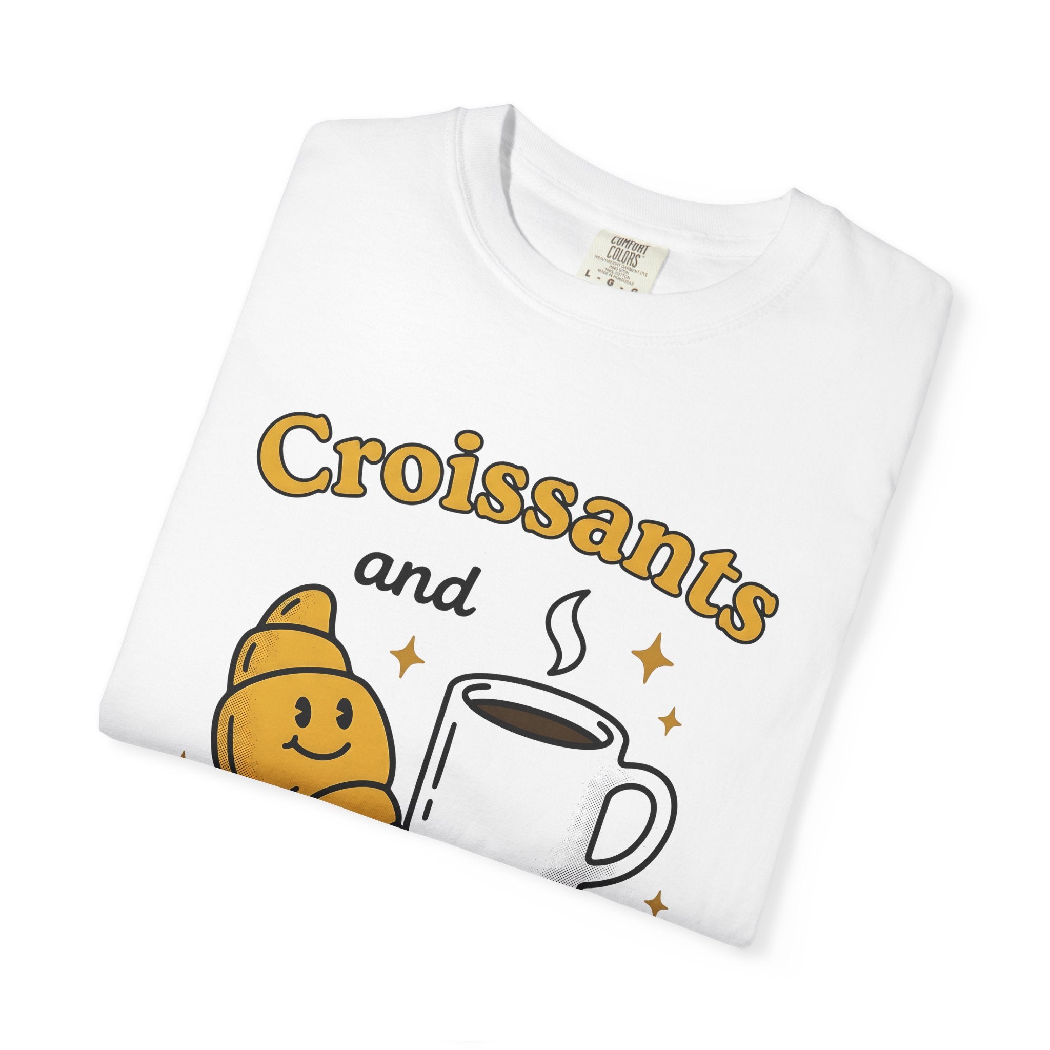Croissant Espresso Cup Shirt Coffee Morning Meal Gift Women Hand Drawn Tee Coffee Mug T-Shirt Coffee Fan Java Graphic Tshirt Breakfast