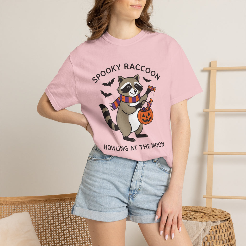 Raccoon Pumpkin Shirt Halloween Wildlife Gift Women Cartoon Tee Trash Panda T-Shirt Horror Fan Toon Tshirt Animal Graphic Hand Drawn Bats