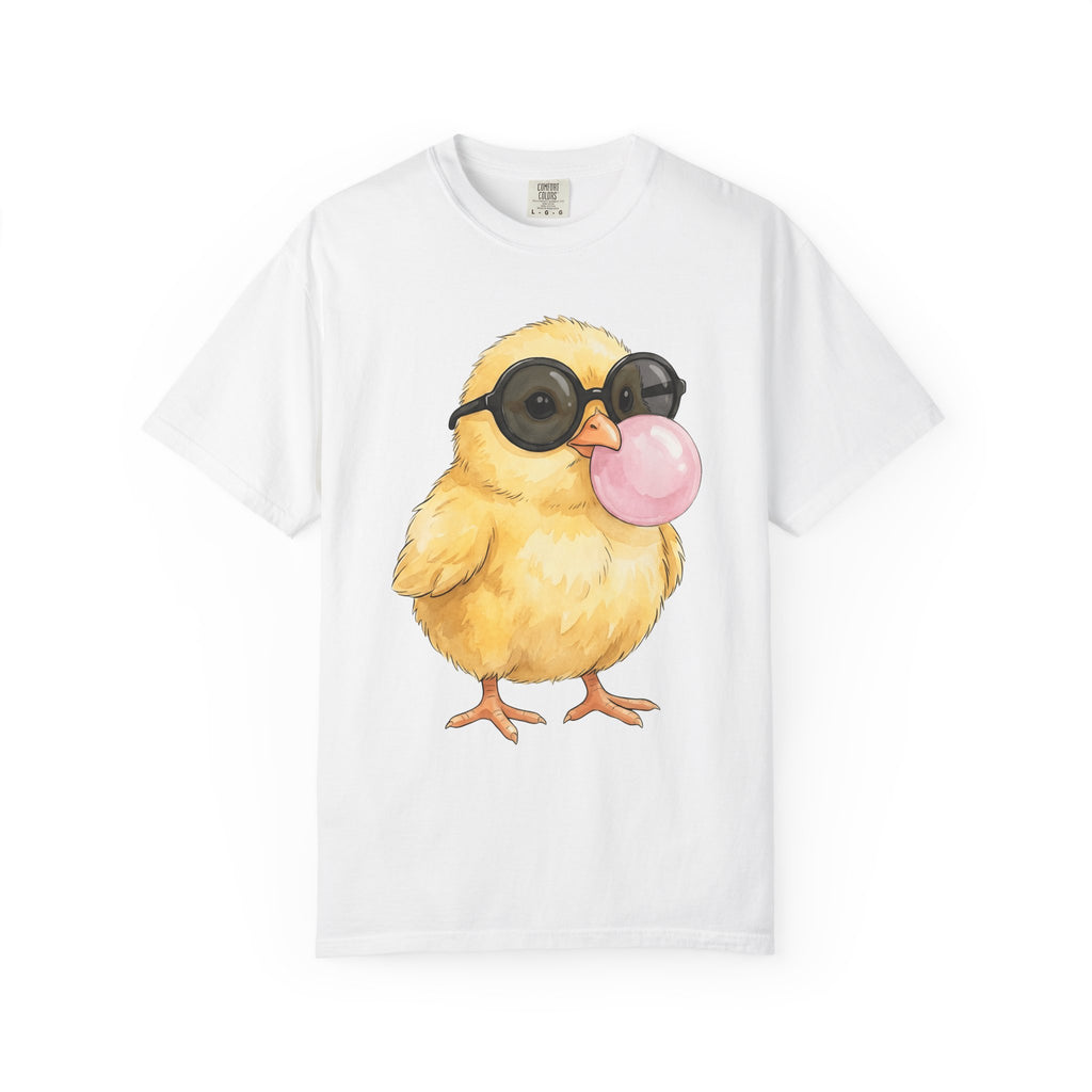 Baby Chick Glasses Shirt Easter Wildlife Gift Women Kawaii Tee Chick T-Shirt Easter Fan Chickadee Graphic Tshirt Brushstroke Chewing Gum