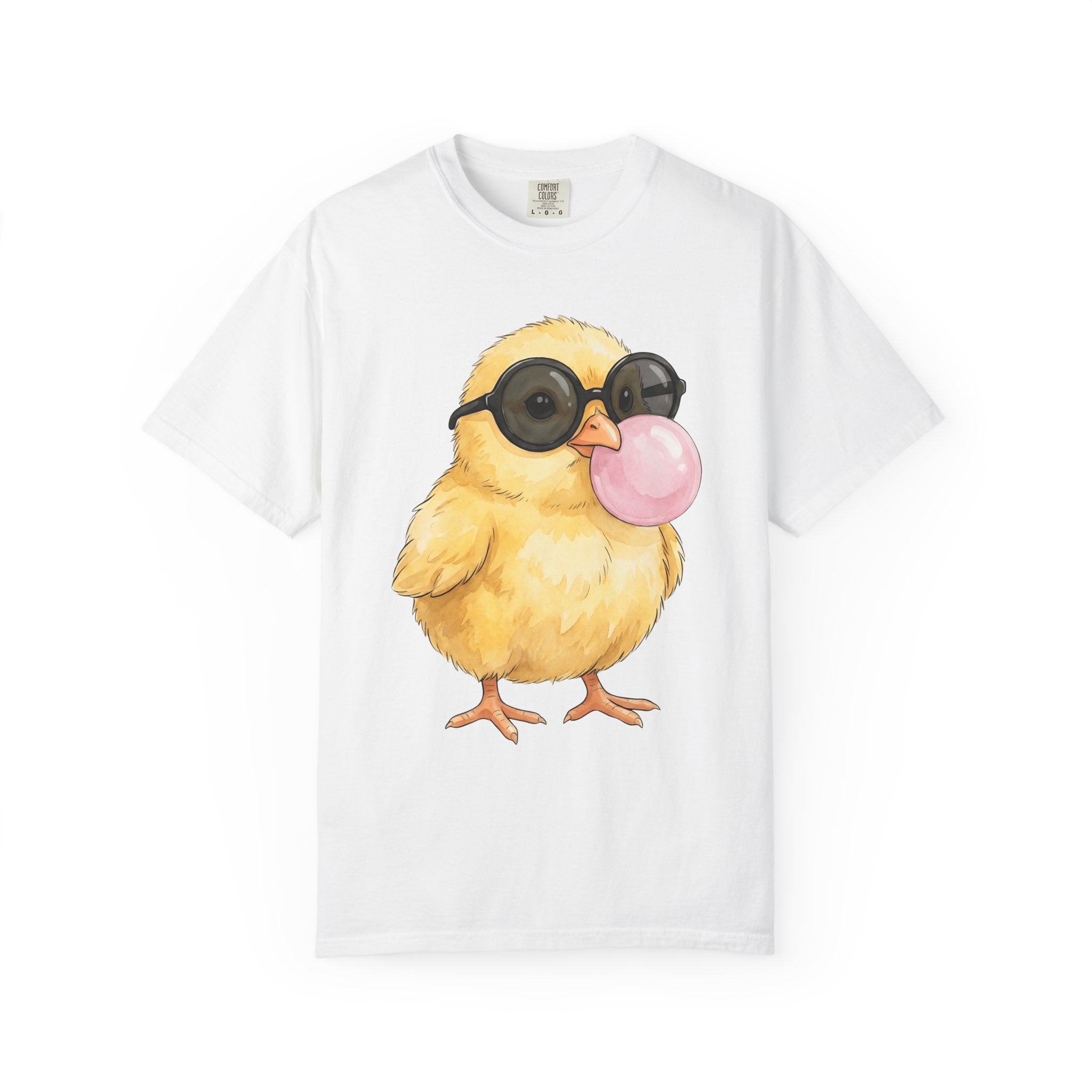 Baby Chick Glasses Shirt Easter Wildlife Gift Women Kawaii Tee Chick T-Shirt Easter Fan Chickadee Graphic Tshirt Brushstroke Chewing Gum