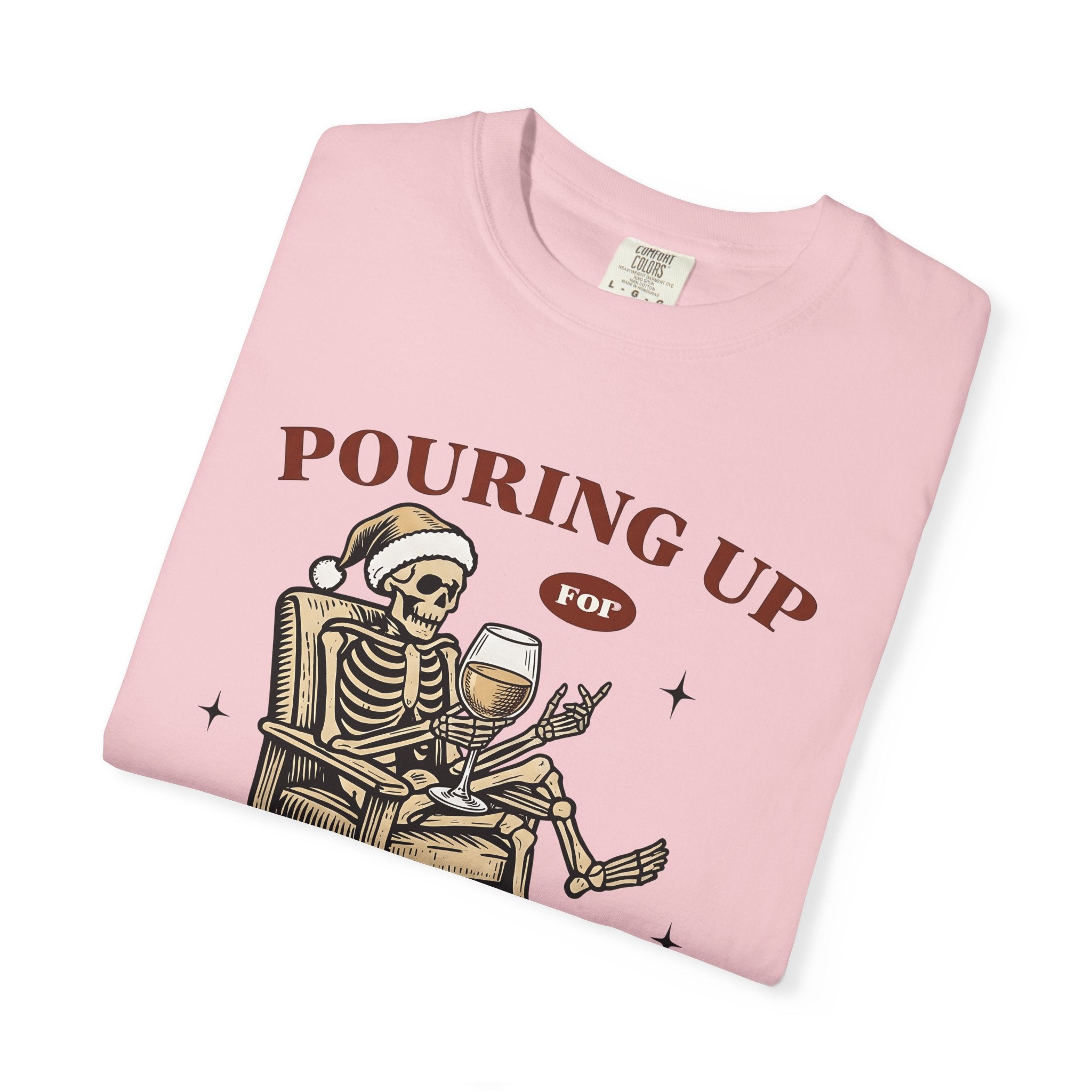 Skeleton Santa Hat Shirt Christmas Alcohol Gift Women Vintage Tee Santa Hat T-Shirt Holiday Fan Boozy Graphic Retro Wine Glass Tshirt