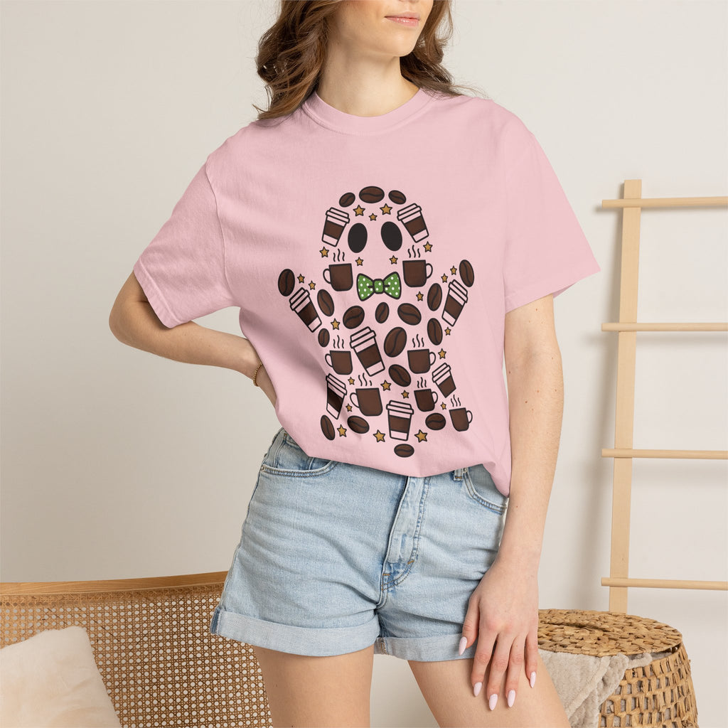 Ghost Coffee Shirt Halloween Coffee Gift Women Cartoon Tee Coffee T-Shirt Spooky Fan Cartoony Tshirt Java Graphic Doodle Coffee Beans Tshirt