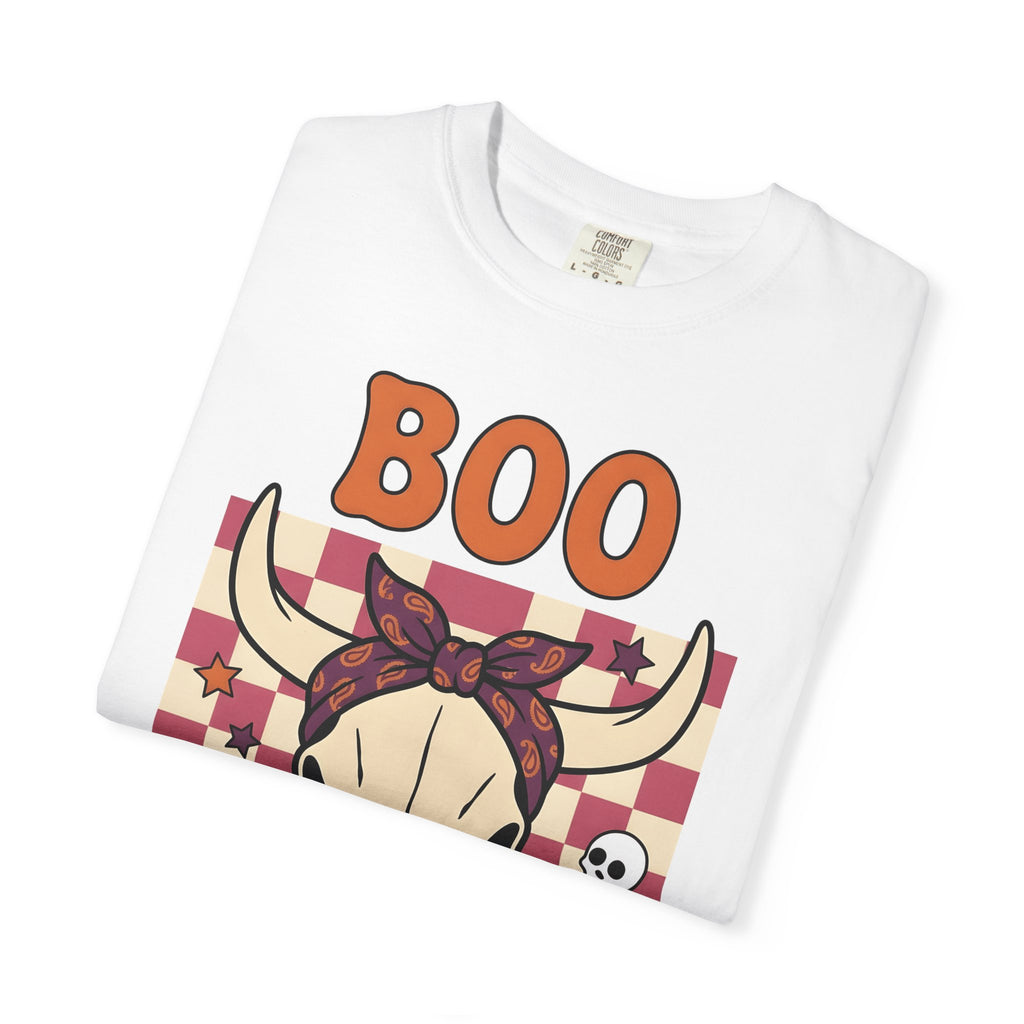 Cow Skull Shirt Cowgirl Western Gift Women Cartoon Tee Skull T-Shirt Rodeo Fan Cowboy Graphic Retro Stars Tshirt