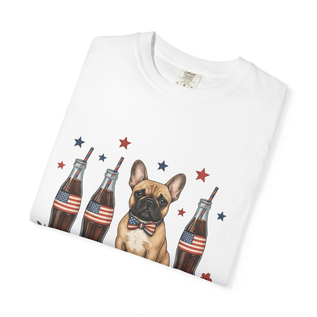 French Bulldog Shirt Dog Usa Gift Women Cartoon Tee Bulldog T-Shirt Dog Fan Toon Tshirt American Graphic Hand Drawn Soda Bottles Tshirt
