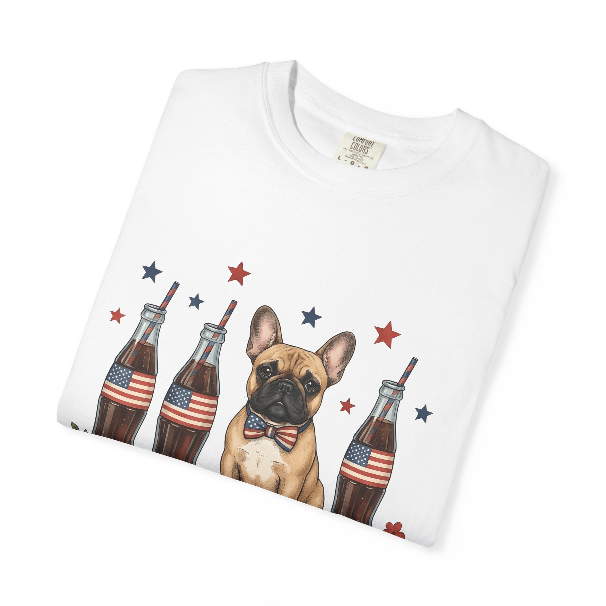 French Bulldog Shirt Dog Usa Gift Women Cartoon Tee Bulldog T-Shirt Dog Fan Toon Tshirt American Graphic Hand Drawn Soda Bottles Tshirt