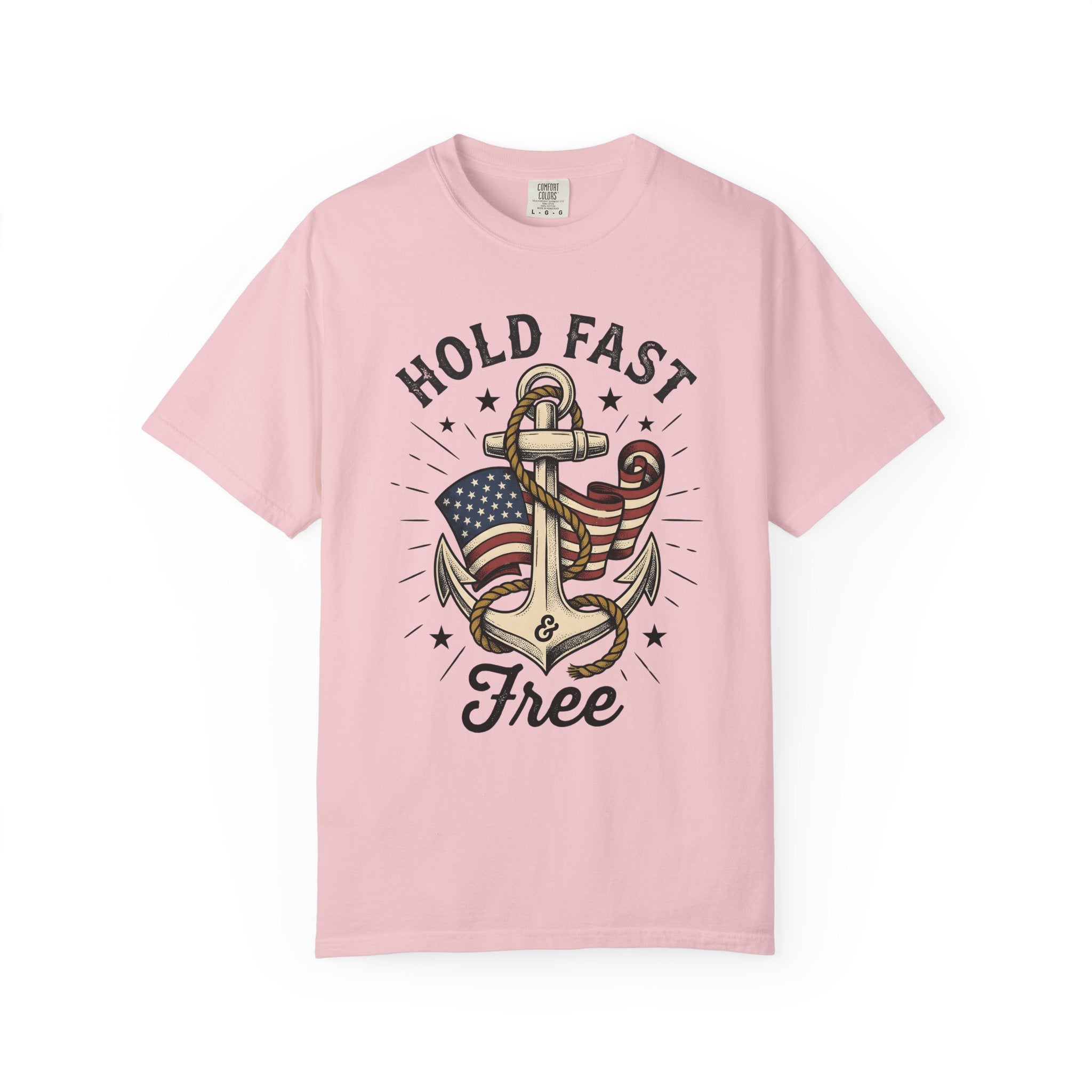 Anchor Flag Shirt America Nautical Gift Women Vintage Tee Flag T-Shirt Patriot Fan Retro Tshirt Maritime Graphic Hand Drawn Rope Tshirt