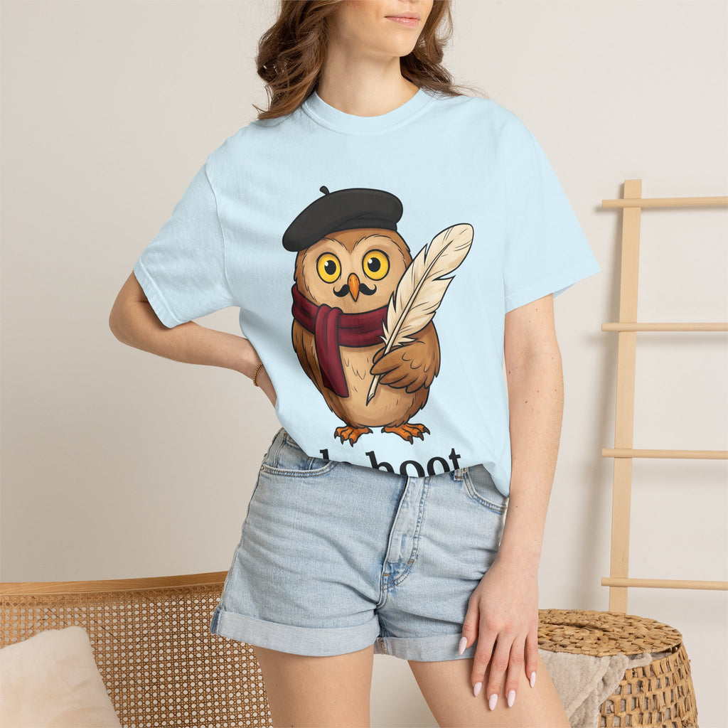 French Owl Shirt Funny Pet Gift Women Line Art Tee Owl T-Shirt Humor Fan Owl Tshirt Pet Graphic Hand Drawn Wing Plume Tshirt