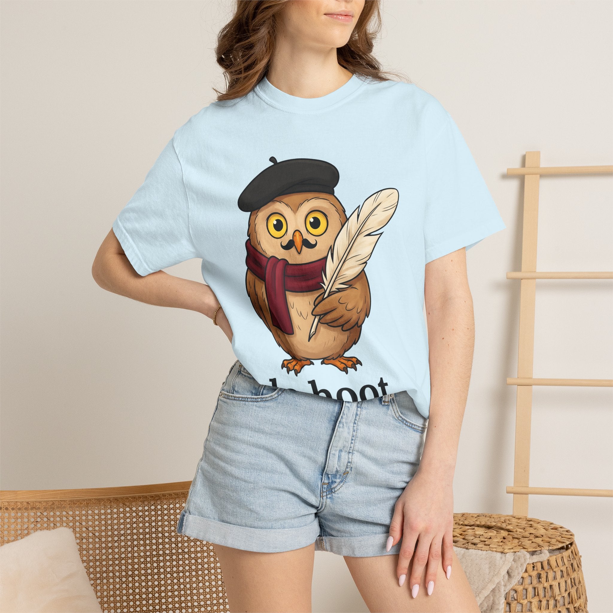 French Owl Shirt Funny Pet Gift Women Line Art Tee Owl T-Shirt Humor Fan Owl Tshirt Pet Graphic Hand Drawn Wing Plume Tshirt