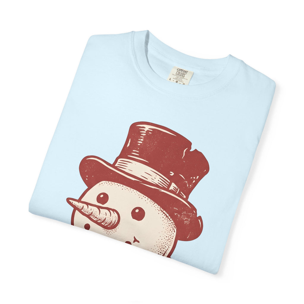 Snowman Illustration Shirt Christmas Holiday Gift Women Retro Tee Frosty T-Shirt Xmas Fan Vintage Tshirt Seasonal Graphic Sketch Neck Warmer