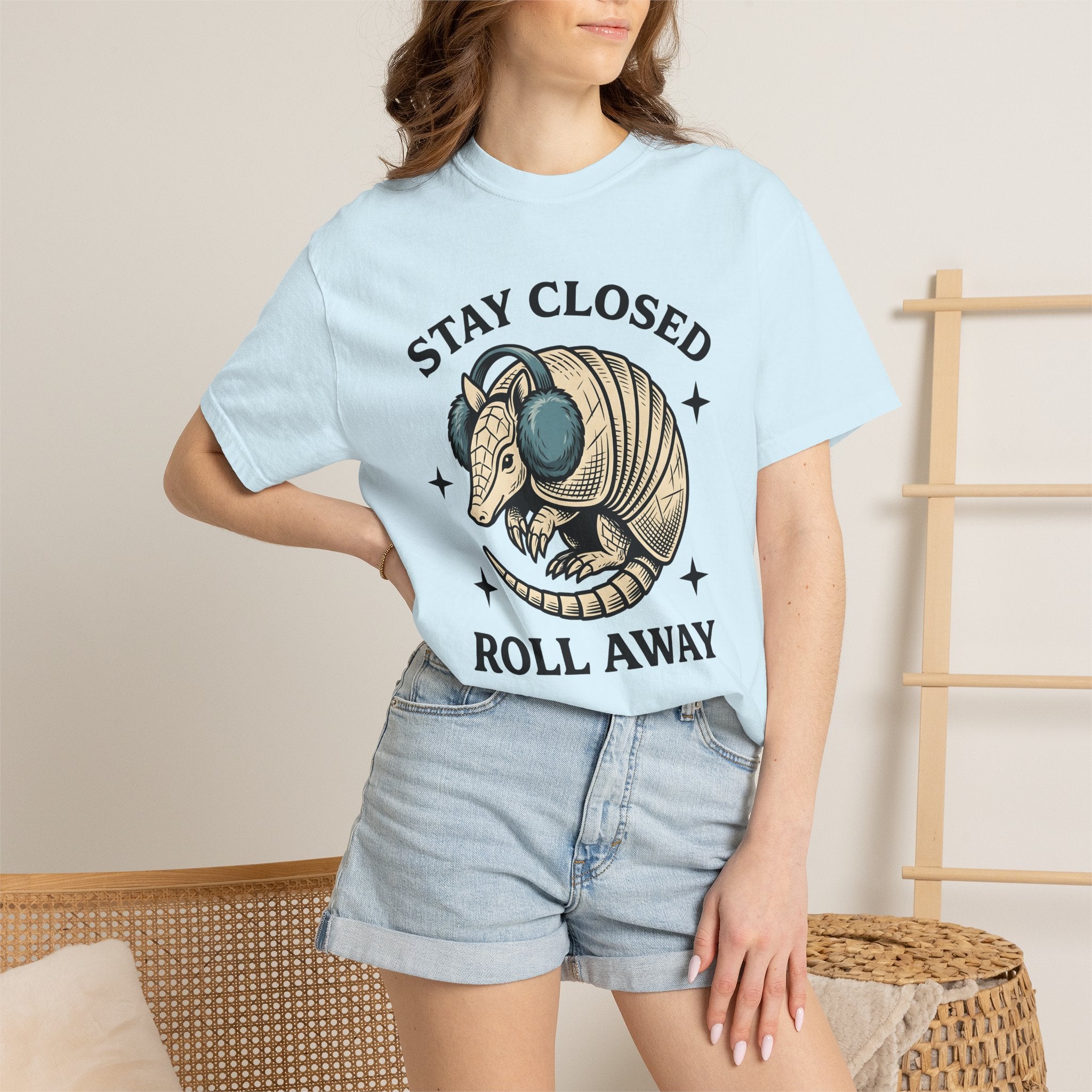 Armadillo Ear Muffs Shirt Funny Critter Gift Women Rustic Tee Armadillo Earmuffs T-Shirt Humor Fan Rustic Art Tshirt Animal Graphic Doodle
