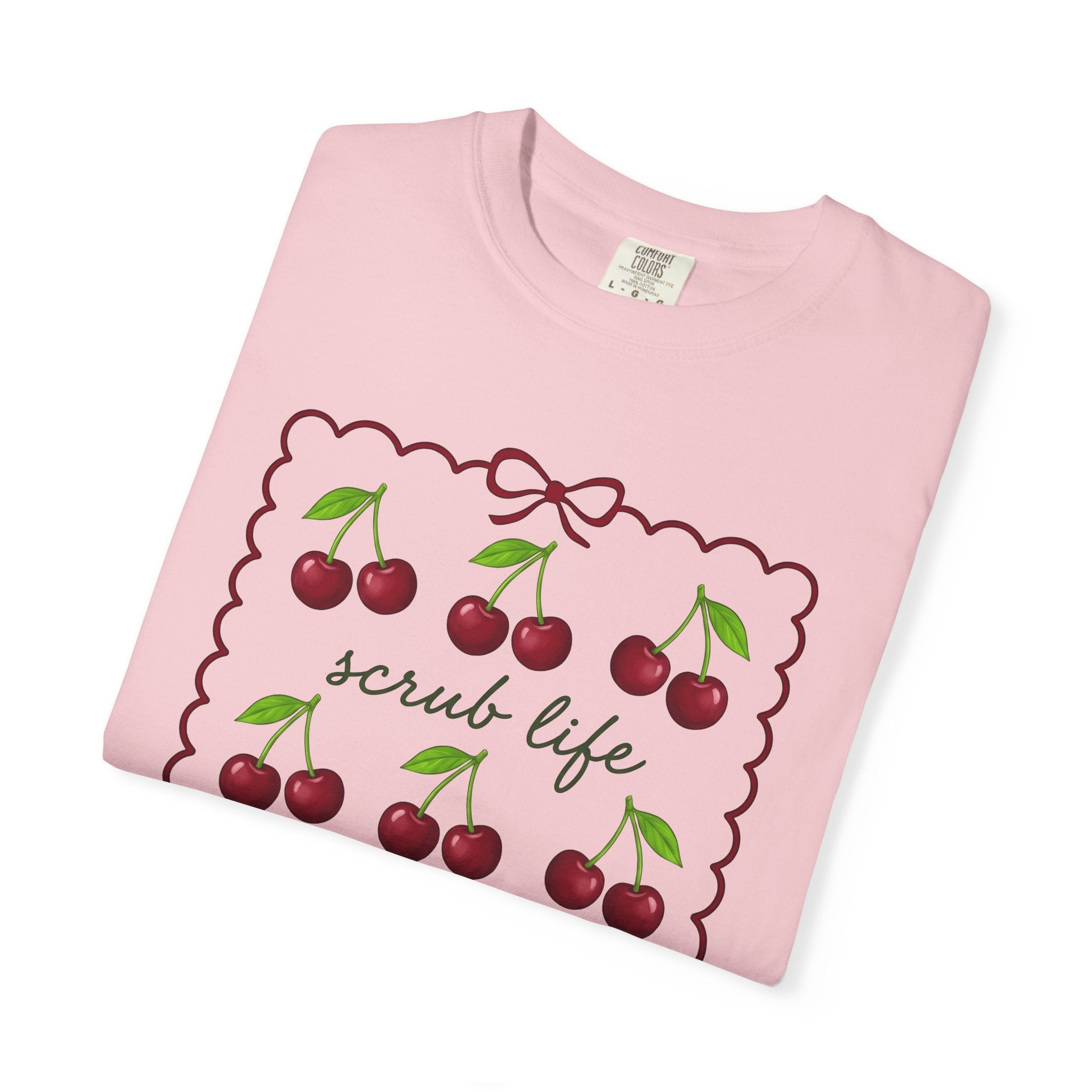 Cherry Graphic Shirt Nurses Food Gift Women Cute Tee Fruit T-Shirt Nurse Enthusiast Kawaii Tshirt Cuisine Graphic Hand Drawn Bow Tshirt