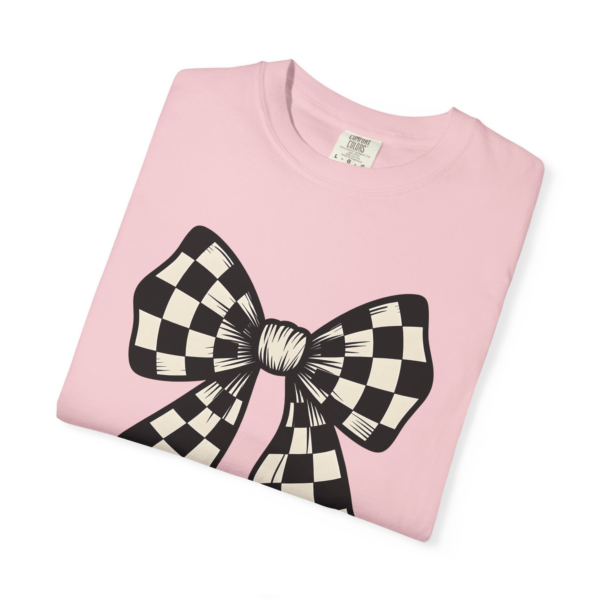 Checkered Bow Shirt Bow Fashion Gift Women Bold Graphic Tee Plaid Bow T-Shirt Bow Fan Graphic Tshirt Style Illustration Retro Ribbon Tshirt