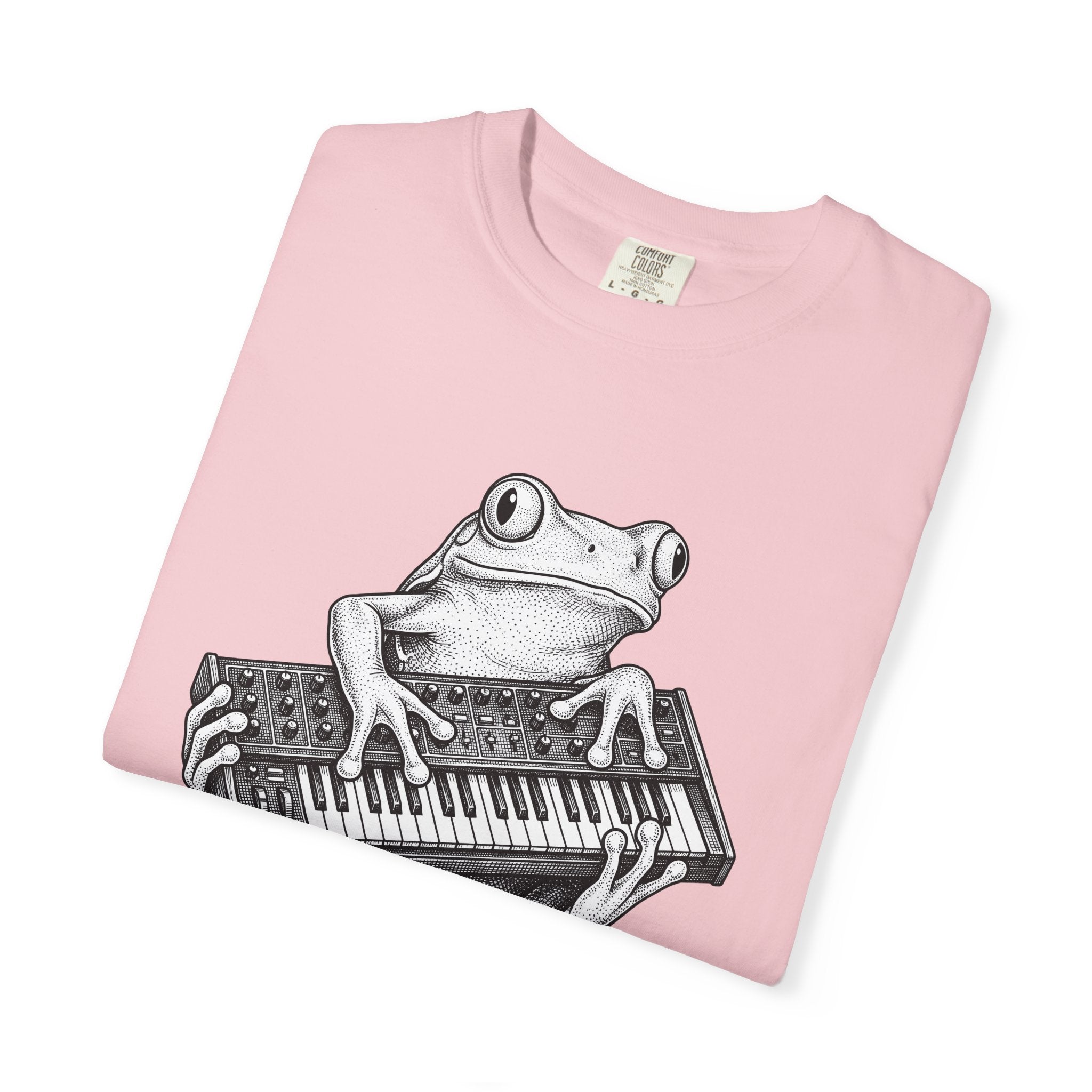 Frog Piano Shirt Frog Instrument Gift Women Sketch Tee Piano T-Shirt Toad Enthusiast Drawing Design Retro Keyboard Tshirt