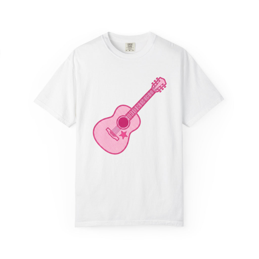 Acoustic Guitar Shirt Cowgirl Tunes Gift Women Flat Tee Guitar T-Shirt Cowboy Fan Flat Design Tshirt Melody Graphic Old School Star Tshirt