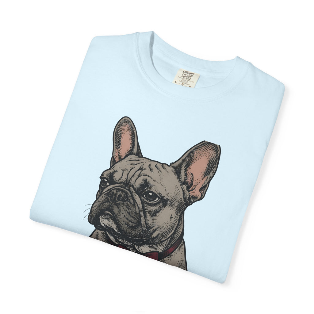French Bulldog Shirt Dog Comedy Gift Women Hand Drawn Tee Bulldog T-Shirt Dog Fan Illustrated Graphic Tshirt Old School Bow Tie Tshirt