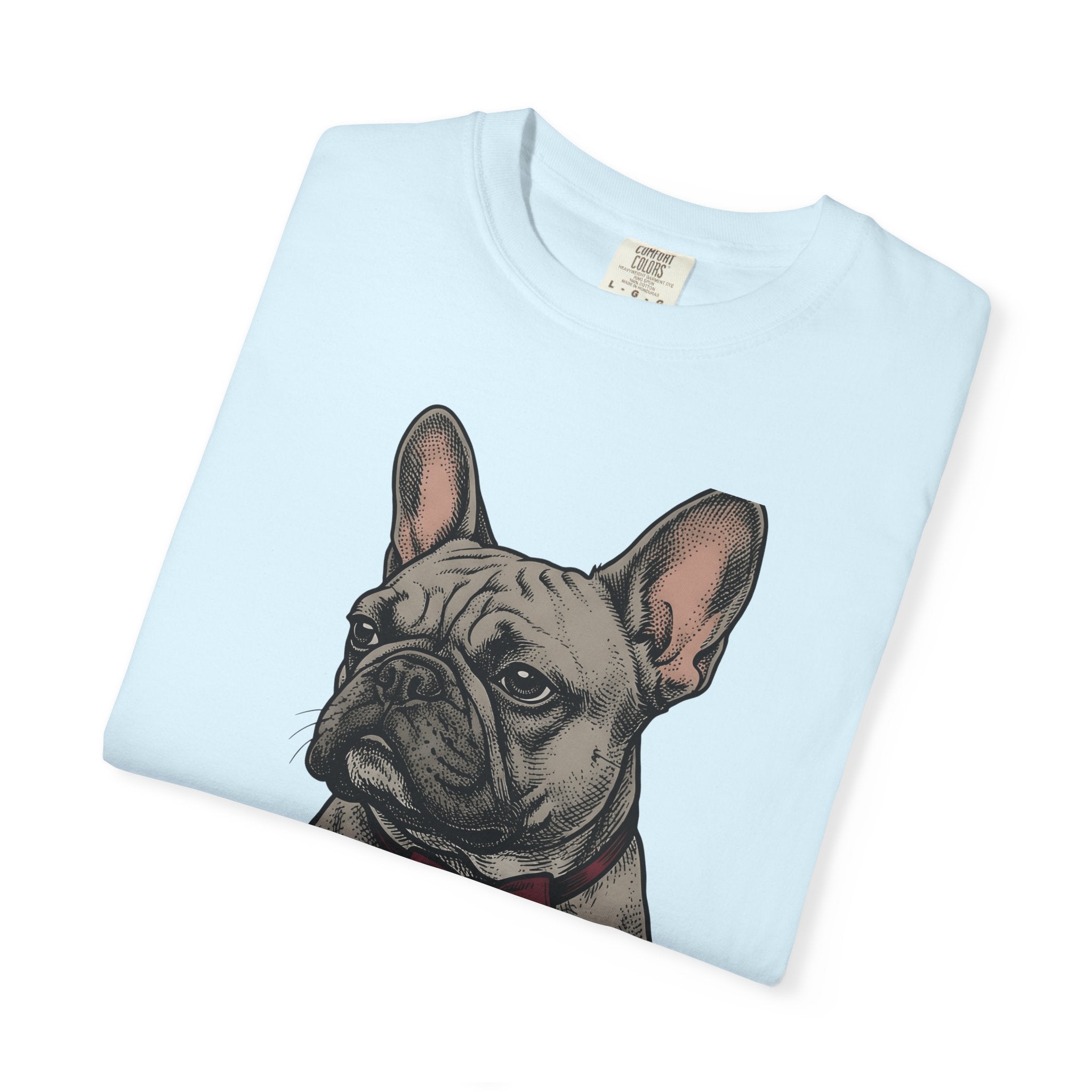 French Bulldog Shirt Dog Comedy Gift Women Hand Drawn Tee Bulldog T-Shirt Dog Fan Illustrated Graphic Tshirt Old School Bow Tie Tshirt