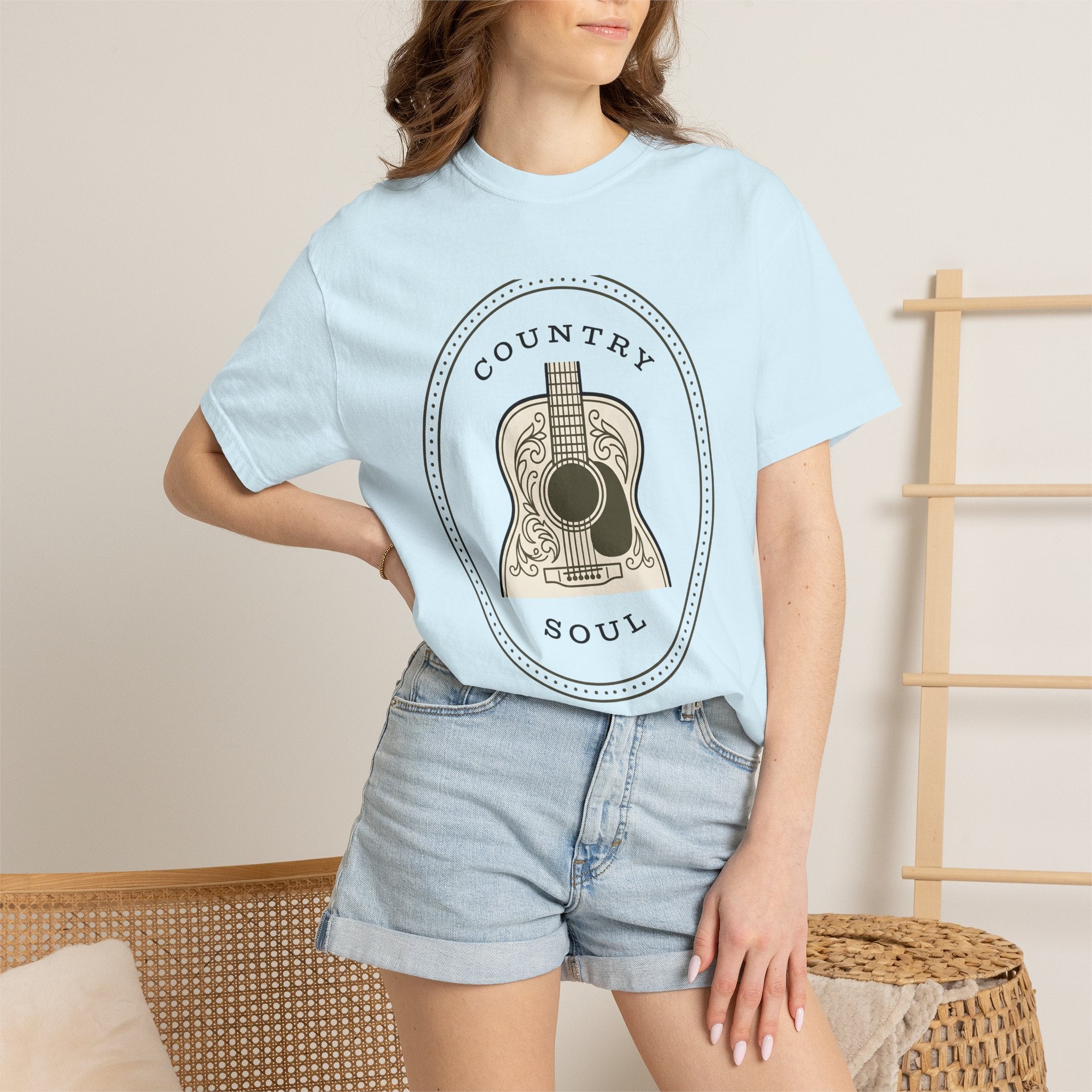 Acoustic Guitar Shirt Cowgirl Sound Gift Women Hippie Tee Guitar T-Shirt Cowboy Fan Bohemian Tshirt Audio Graphic Classic Floral Print
