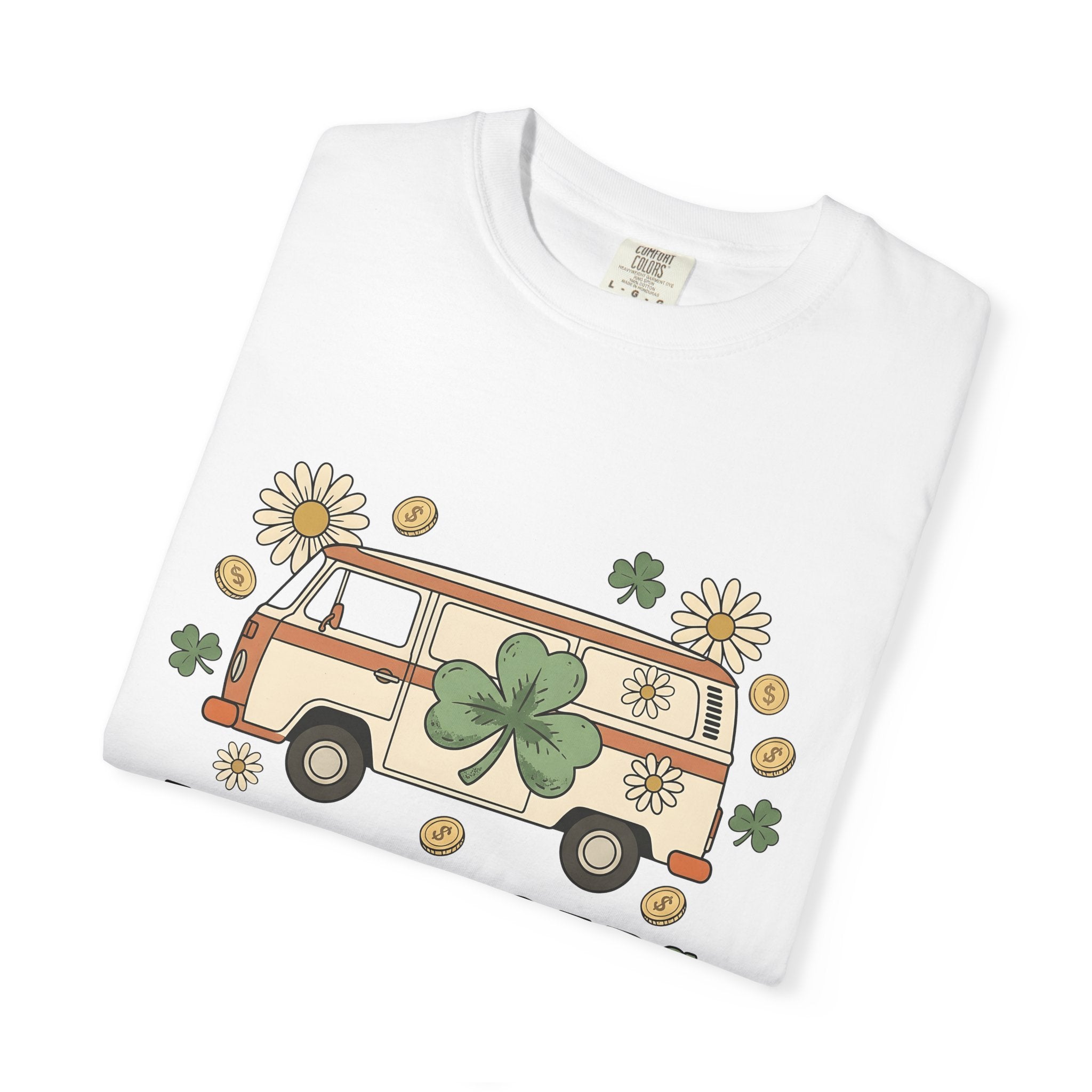 Camper Four Leaf Shirt St Patrick's Day Journey Gift Women Retro Tee Lucky Charm T-Shirt Shamrock Fan Retro Style Tshirt Travel Graphic