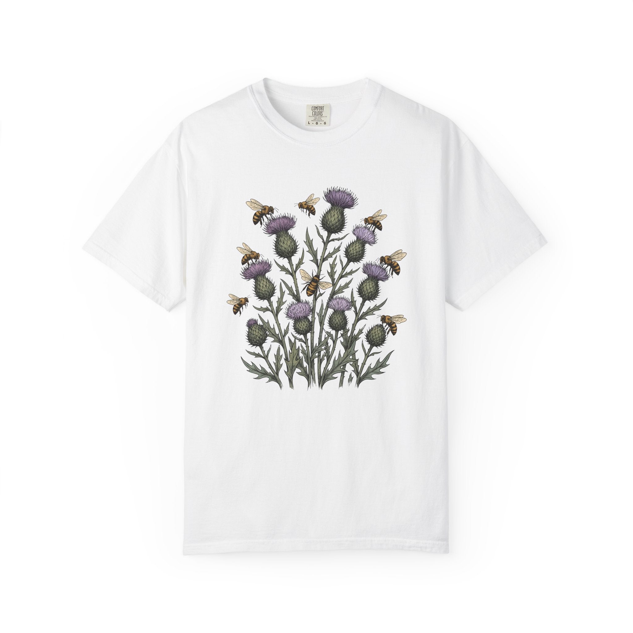 Bumblebee Thistle Shirt Cottagecore Wildlife Gift Women Garden Tee Thistle T-Shirt Cottage Fan Rustic Tshirt Animal Graphic Retro Field
