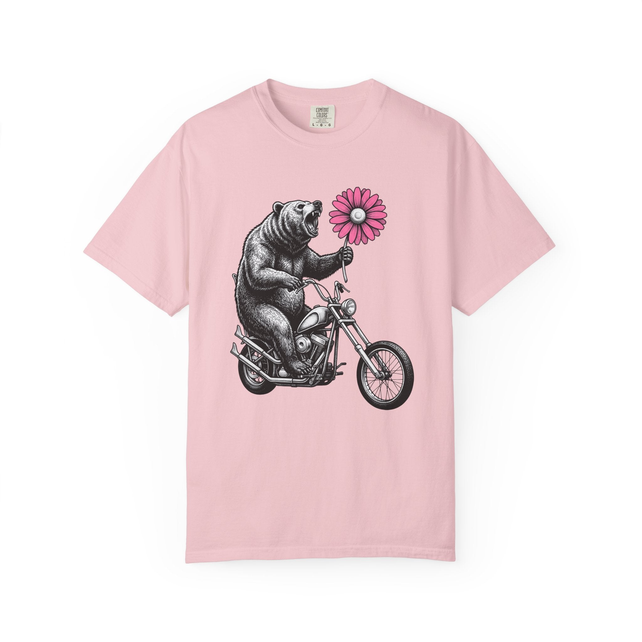 Bear Motorcycle Shirt St Valentines Day Animal Gift Women Vintage Tee Biker T-Shirt Valentine Fan Retro Tshirt Wildlife Graphic Hand Drawn