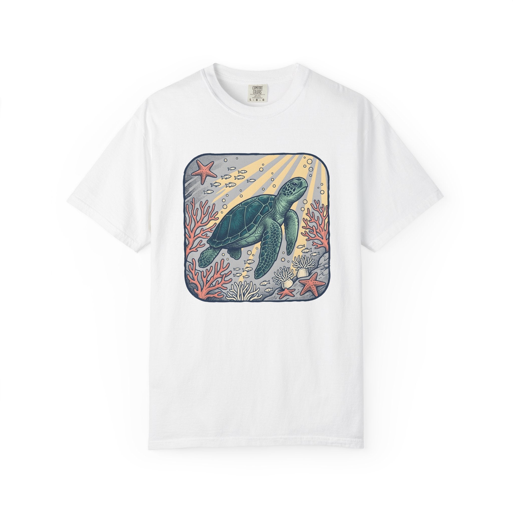 Turtle Marine Shirt Ocean Creatures Gift Women Cartoon Tee TorTurtle T-Shirt Sea Fan Turtle Graphic Illustration Sketch Coral Reef Tshirt