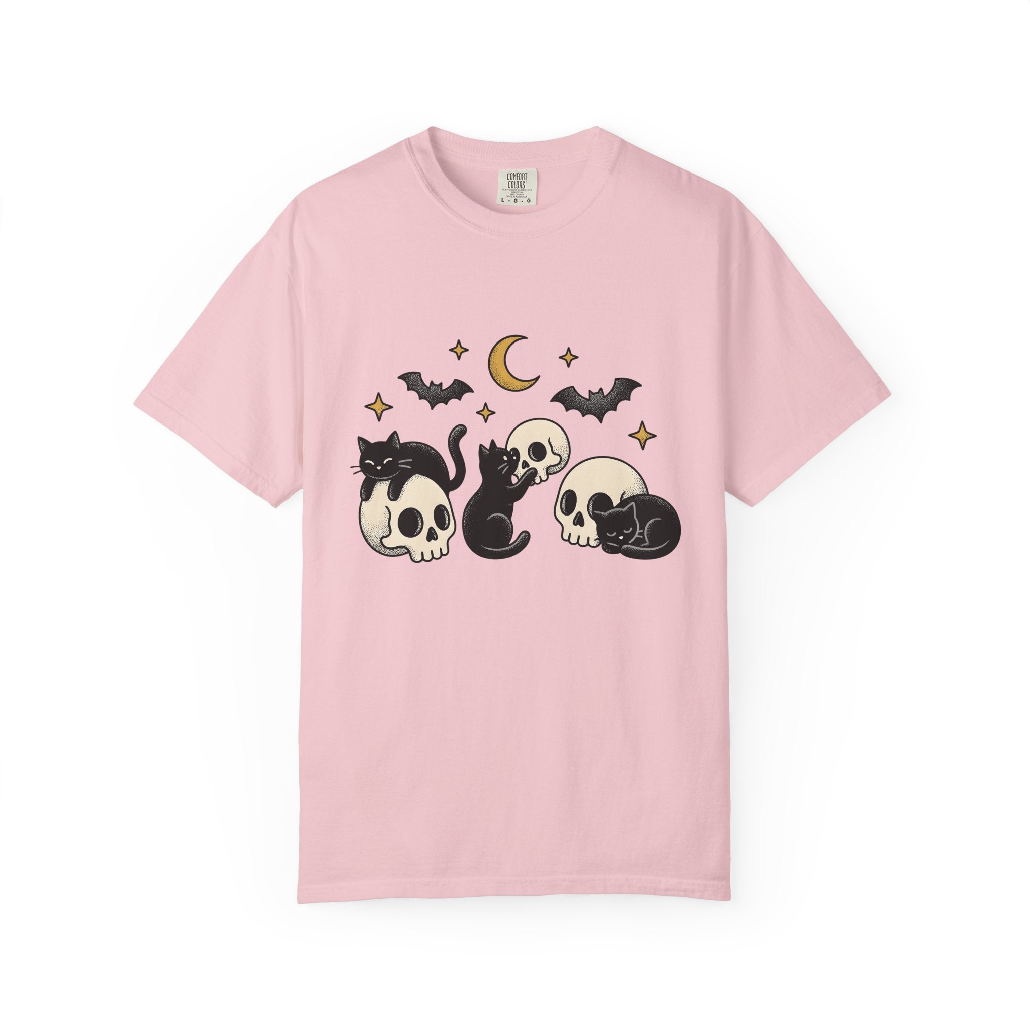 Black Cats Shirt Cat Halloween Gift Women Tattoo Style Tee Kitties T-Shirt Cat Fan Traditional Tshirt Spooky Graphic Vintage Skull Tshirt