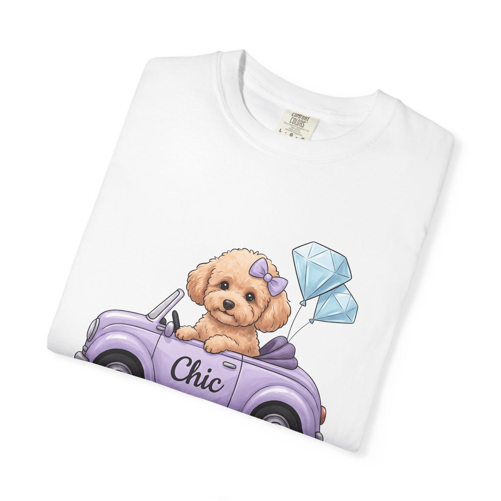 Poodle Automobile Shirt Dog Clothing Gift Women Sweet Tee Car T-Shirt Dog Fan Poodle Tshirt Apparel Graphic Fanciful Crystal Balloons Tshirt