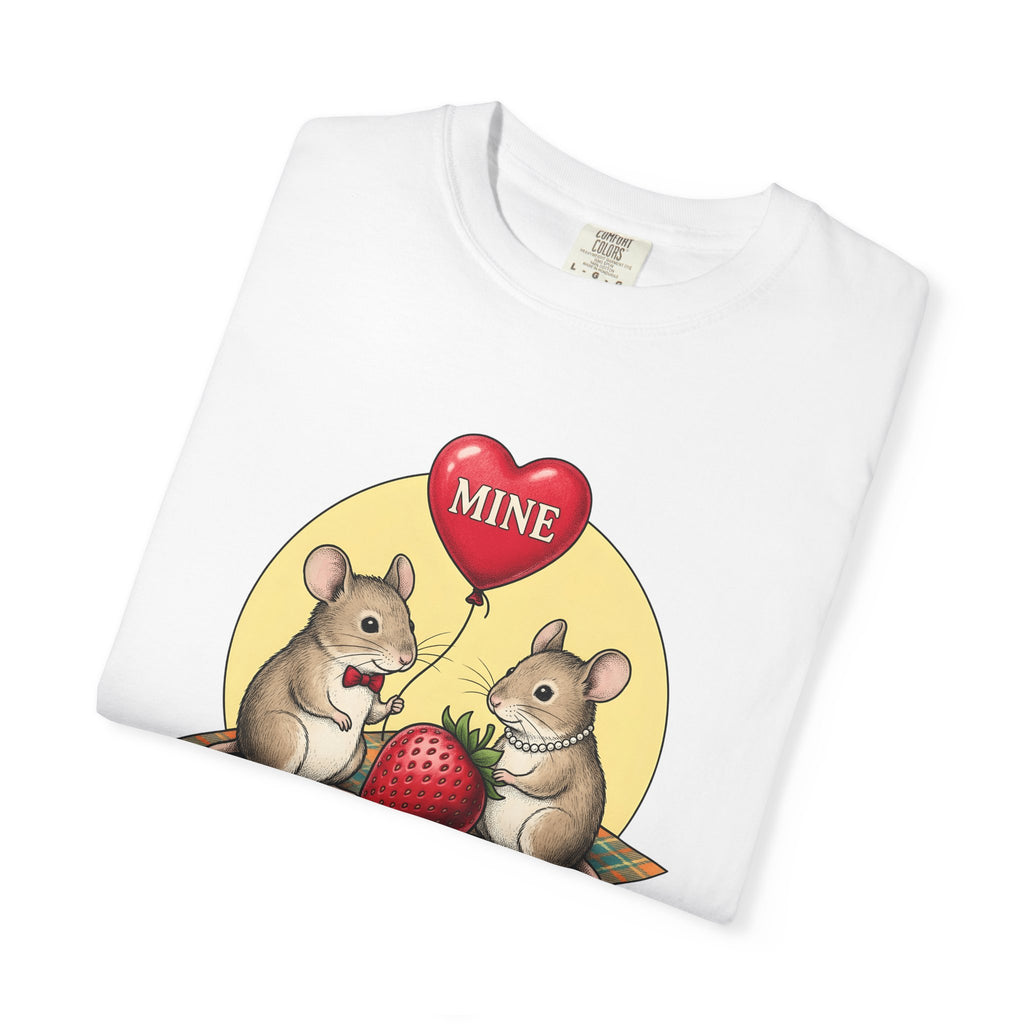 Mouse Pair Shirt St. Valentine's Day Love Gift Women Retro Tee Mice T-Shirt Valentine Fan Vintage Tshirt Romance Graphic Sketch Love Balloon