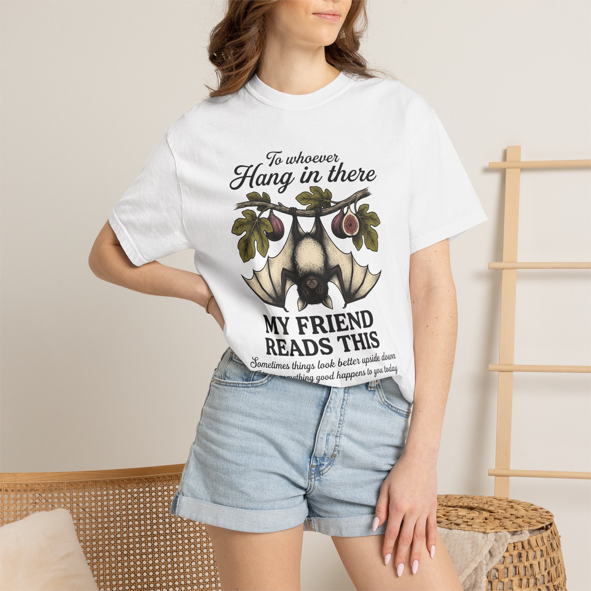 Bat Drawing Shirt Cute Critter Gift Women Retro Tee Bat T-Shirt Adorable Fan Chiropteran Graphic Line Art Twig Branch Tshirt